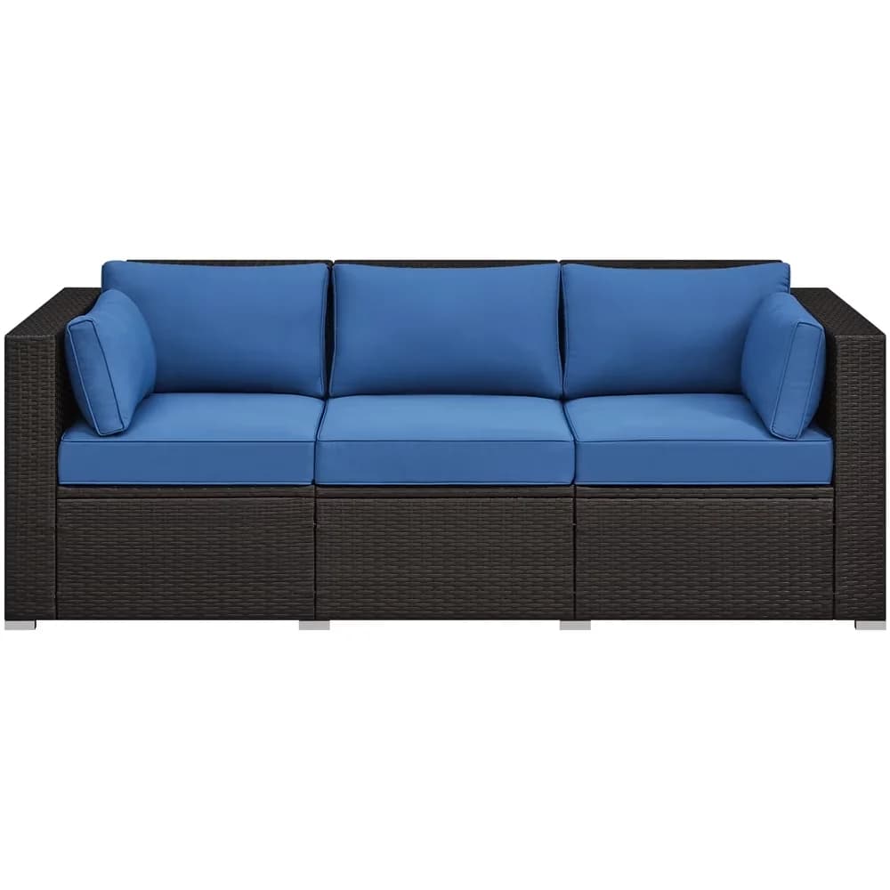 Reliable Outdoor Sofas Sectional with Modern, Weather-Resistant, Seat Size: 71 × 18″ (WxD) - Polyester Fabric, Hdpe Wicker, Metal,... Model 6CA224