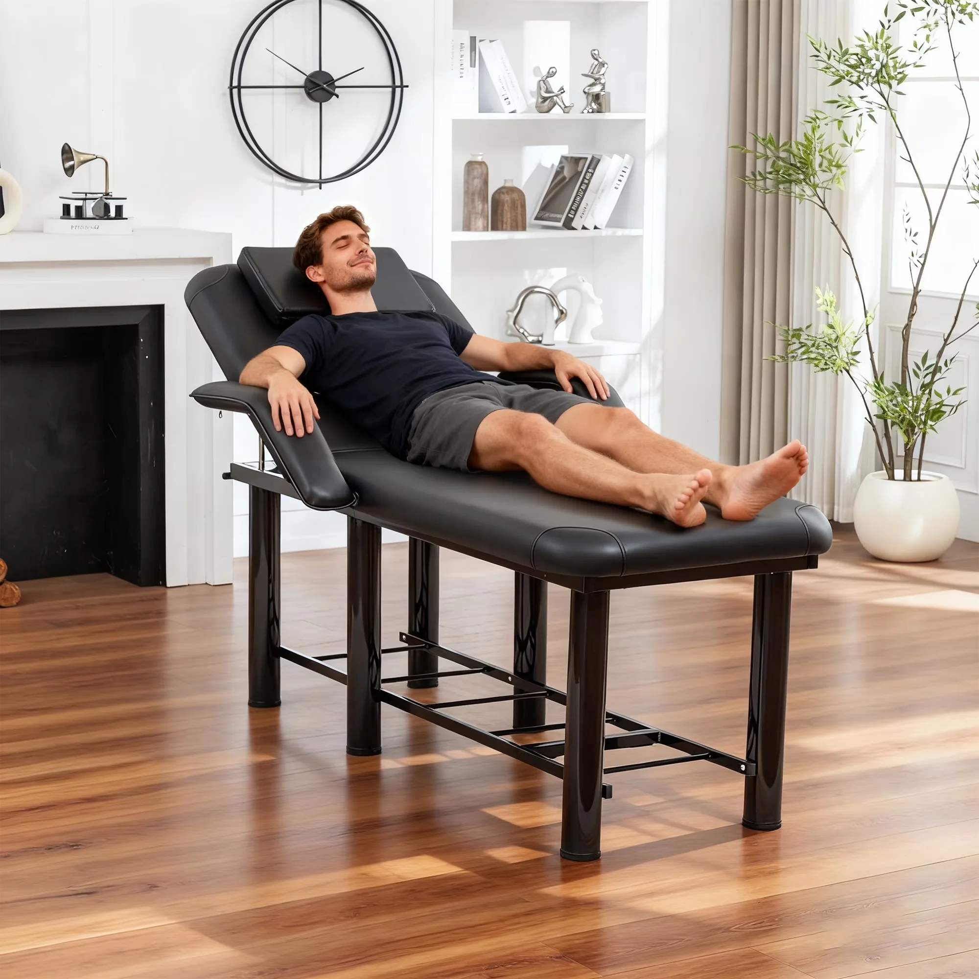 Innovative Hot Tub with Storage Shelf, Armrests, Removable Headrest & Breast Cushions - Pu Black Model 5D987E