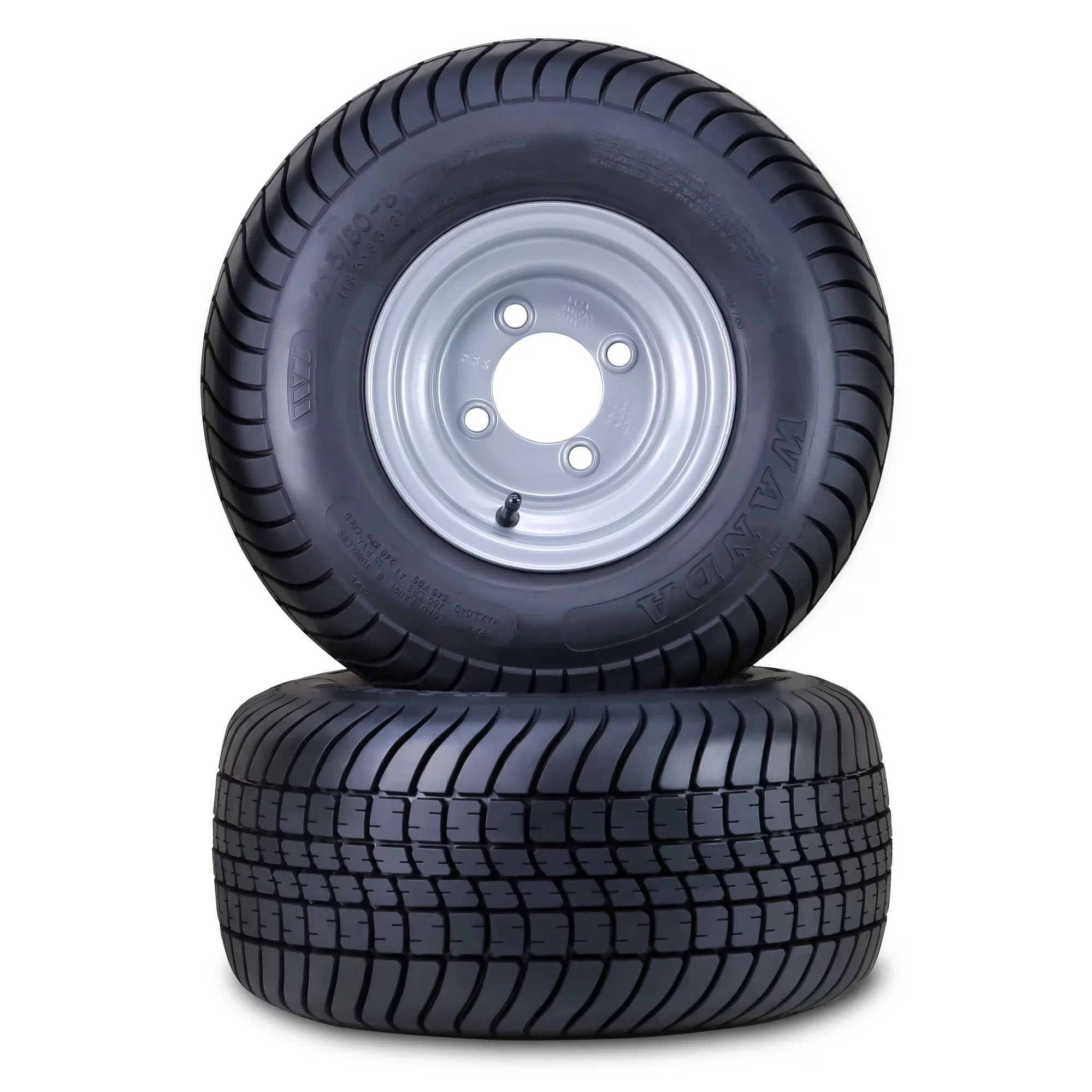 Lawn Mower Tire Stylish with Dot Approved, 4 Lugs on 4" PCD Silver Rim Set 4 -14010 - Model EF5BC0