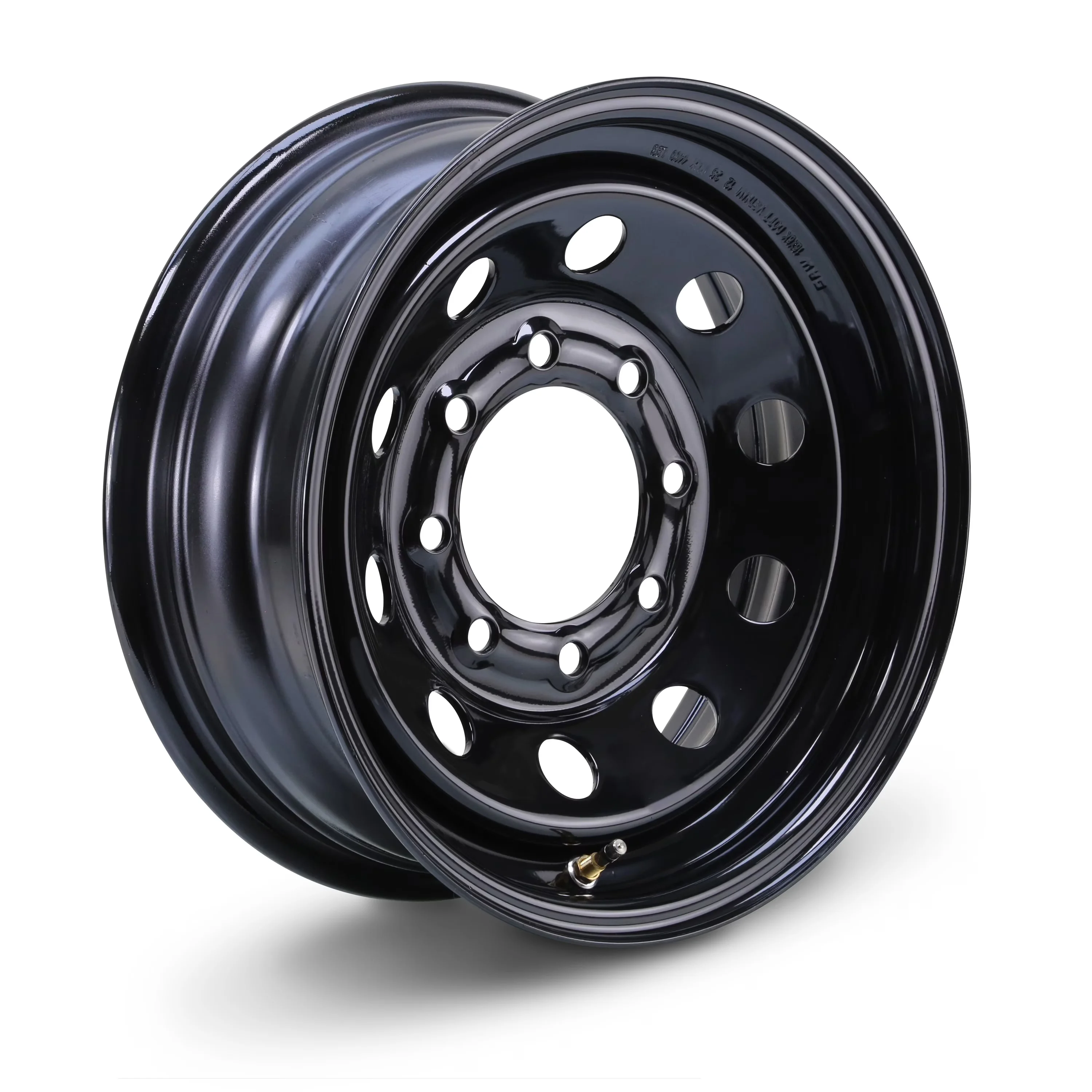 Compact Wheels And Rim with Bolt Pattern:8 Lug on 6.5", Center bore diameter:4.9 in, Offset: 0, Wheel Style:Mod, Color: Black - Steel... Model 5B6F05