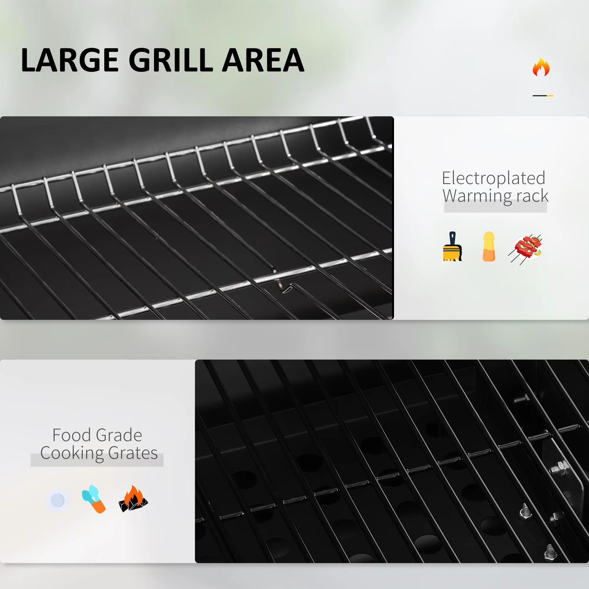 Sleek Charcoal Grill with Storage Rack, Materials: Steel, Stainless Steel, Outdoor Portable Cooker - Black Steel, Stainless Steel for... Model 9822AD