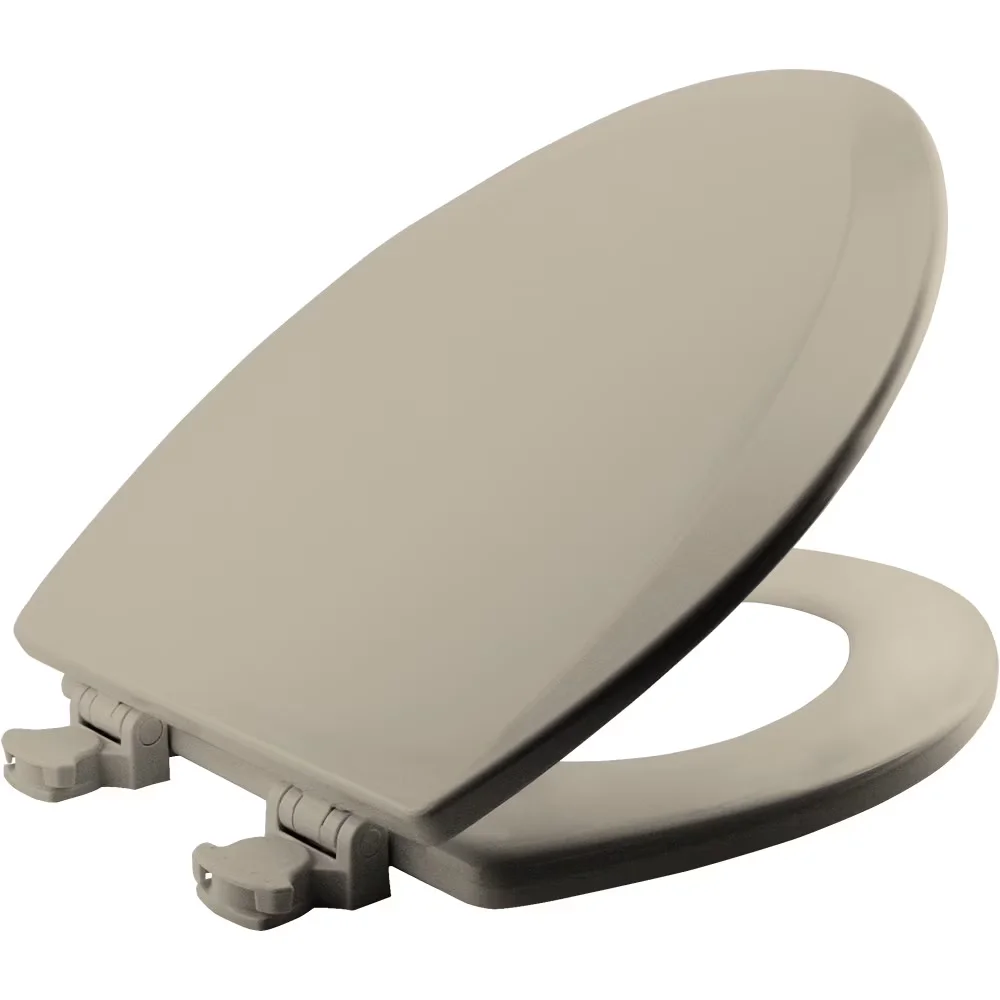 Toilet Seats And Lid Modern with Easy To Clean, Biscuit, Elongated Molded Wood Seat - Enameled Wood Beige Model ECE95F