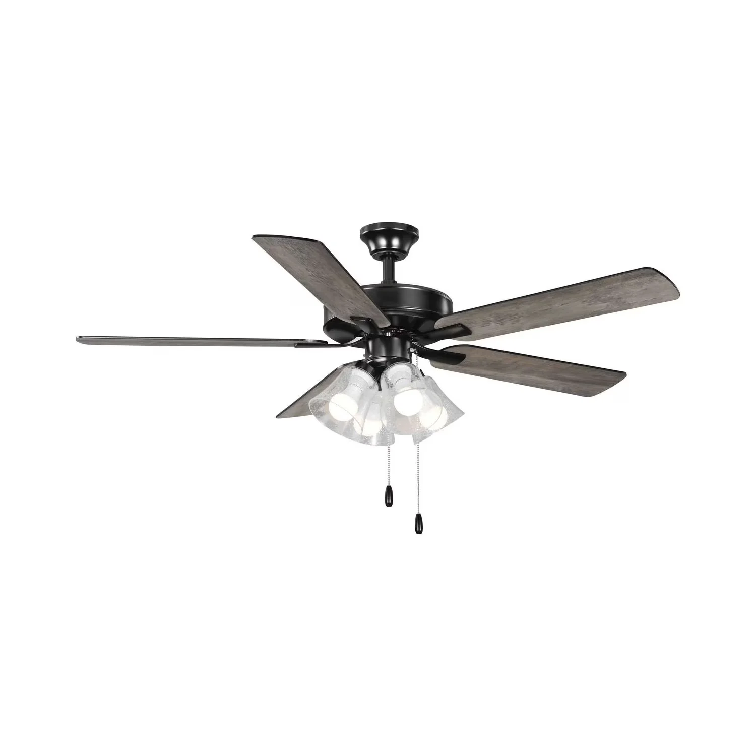 Ceiling Fan Quality with LED, Transitional, Remote Controlled - Black Clear Seeded-Glass Model 7547DC