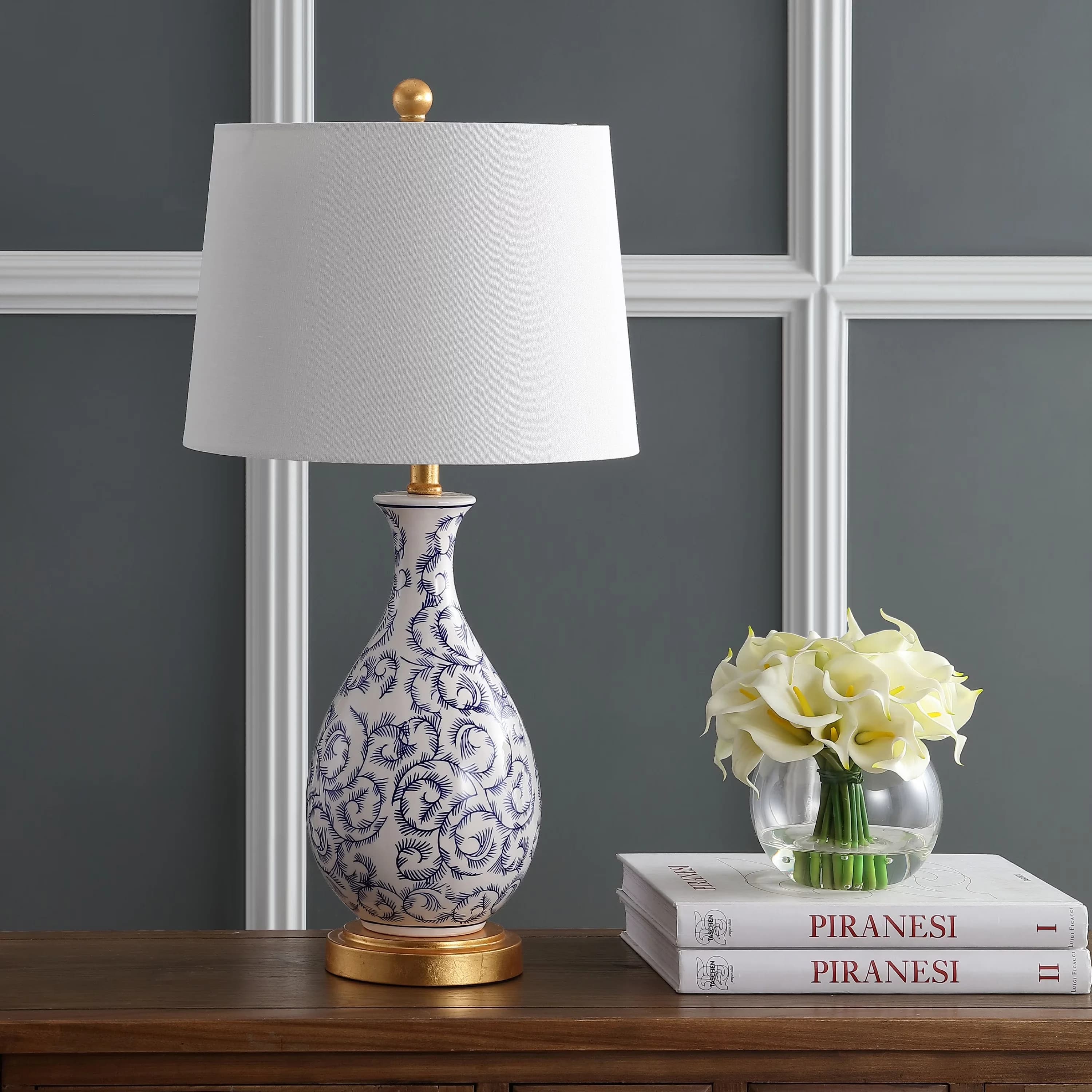 Versatile Lamp Set with LED, Energy Efficient, Contemporary - Ceramic White, Blue, Gold, Multicolor Model 23E2F3
