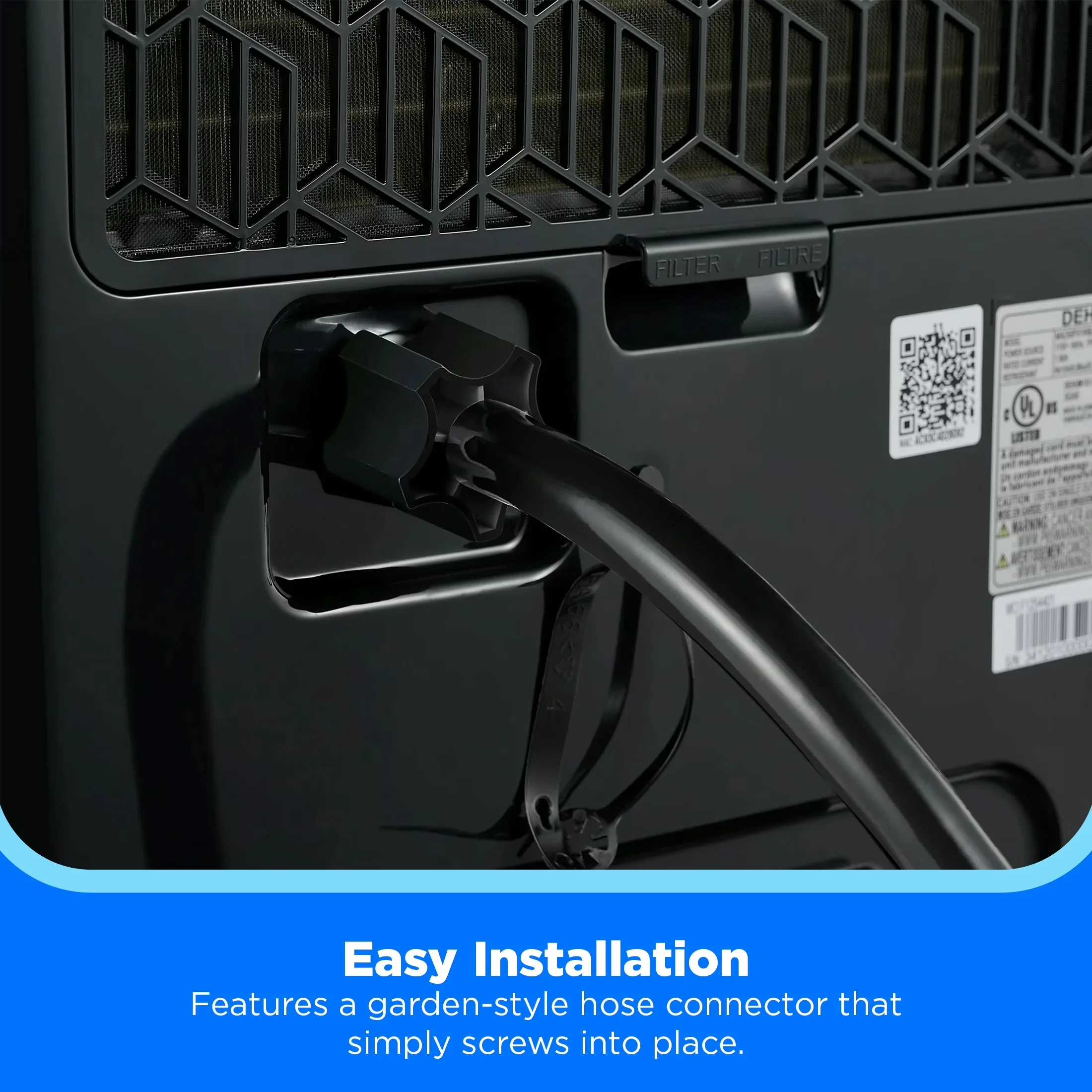 Versatile Dehumidifier with Easy installation, Universal Drain Hose, 1 Piece Pack - Plastic Model DAB457