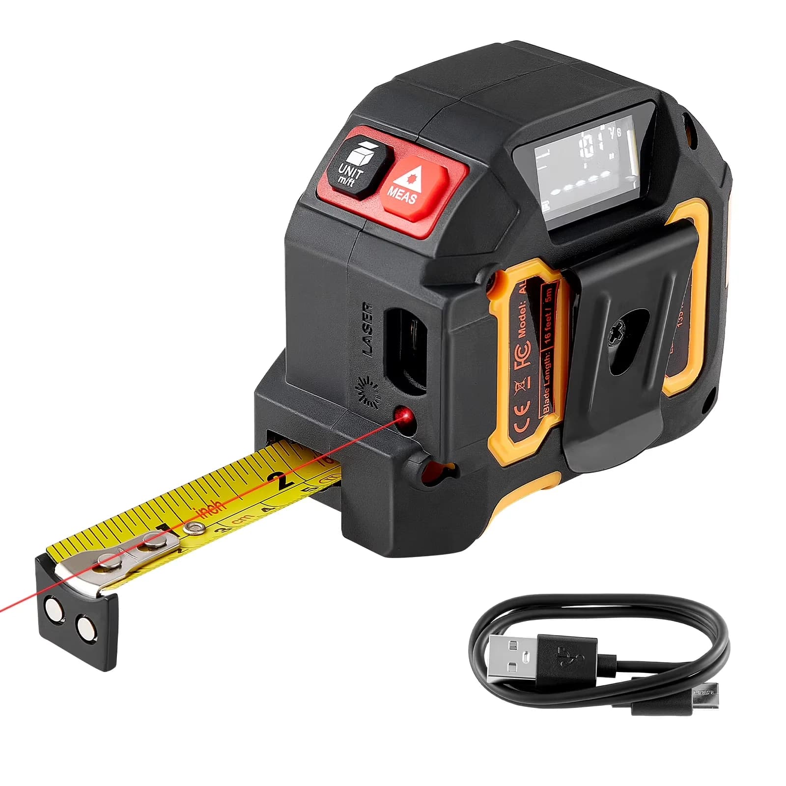 Stylish Measuring Layout with Magnetic, ft/in/m/ft+in Unit, Continuous - Multicolor Abs Plastic, Carbon Steel for Outdoor Model C98143