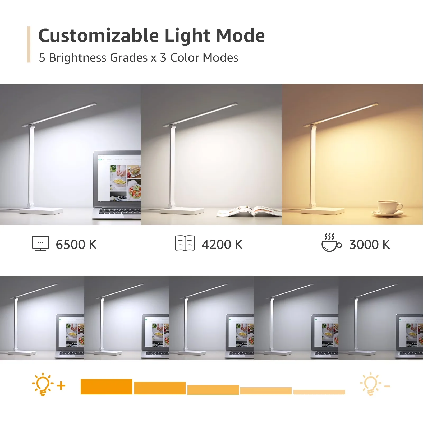 Stylish Desk Lamp with LED, 15W - Aluminum Alloy White for Home, Study Model 7702E9