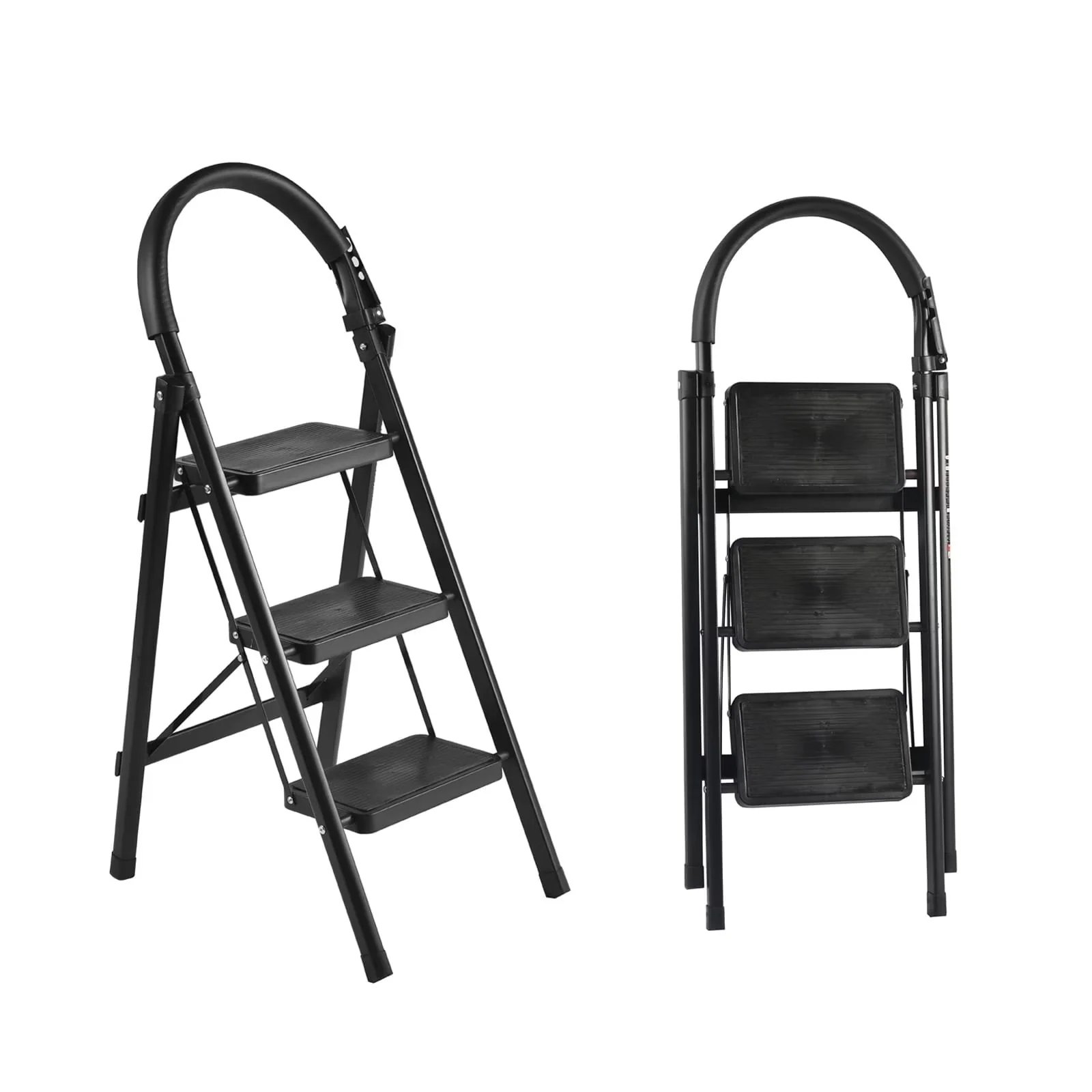 Ladders And Step Stool Innovative with Foldable, Padded Handrail - Metal Black Model C0F789