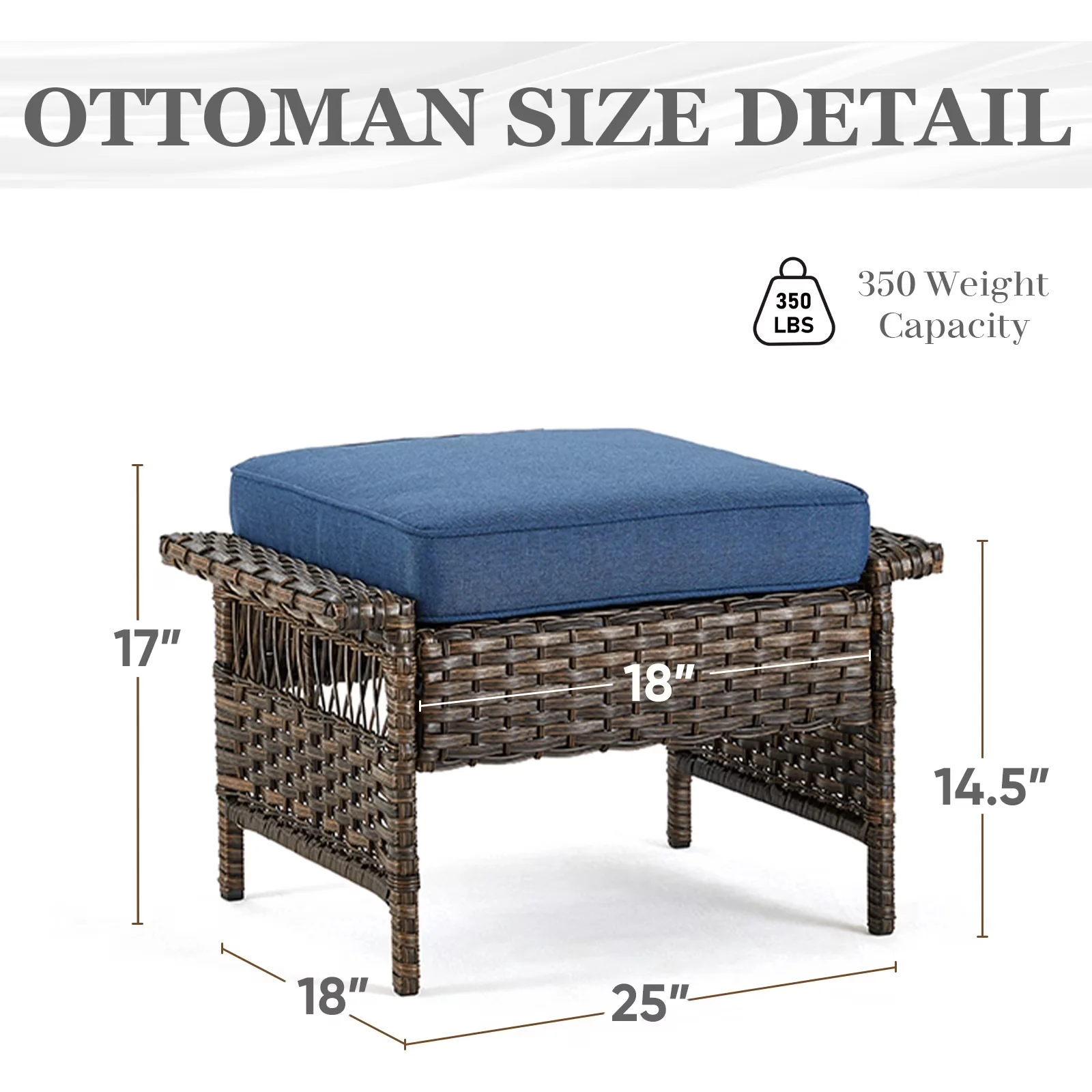 Classic Patio Conversation Set with 5 Pieces Outdoor Sectional Sofa, 3-Seat Sofa - Wicker;Powder-Coated Steel Blue Model C2F375
