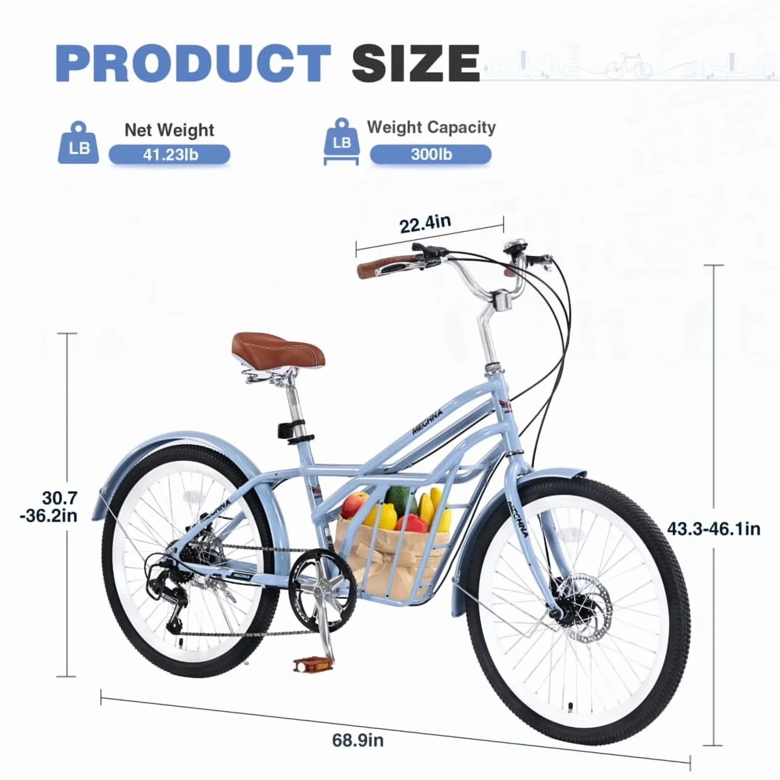Efficient Cruiser Bike with Compact, Comfortable Commuter Bicycle - Blue Model B32F2F