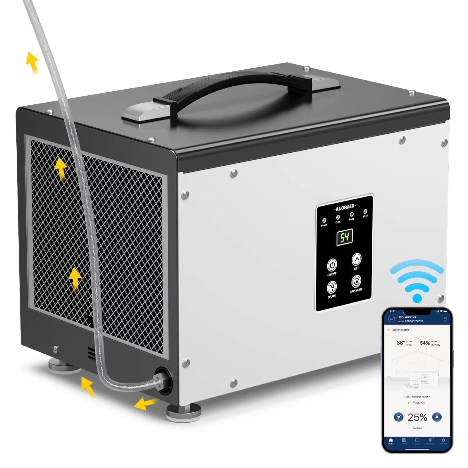 Quality Dehumidifier with Automatic Shut-Off, Built-In Pump, Bucket Full Indicator - White Model 3EDEAB