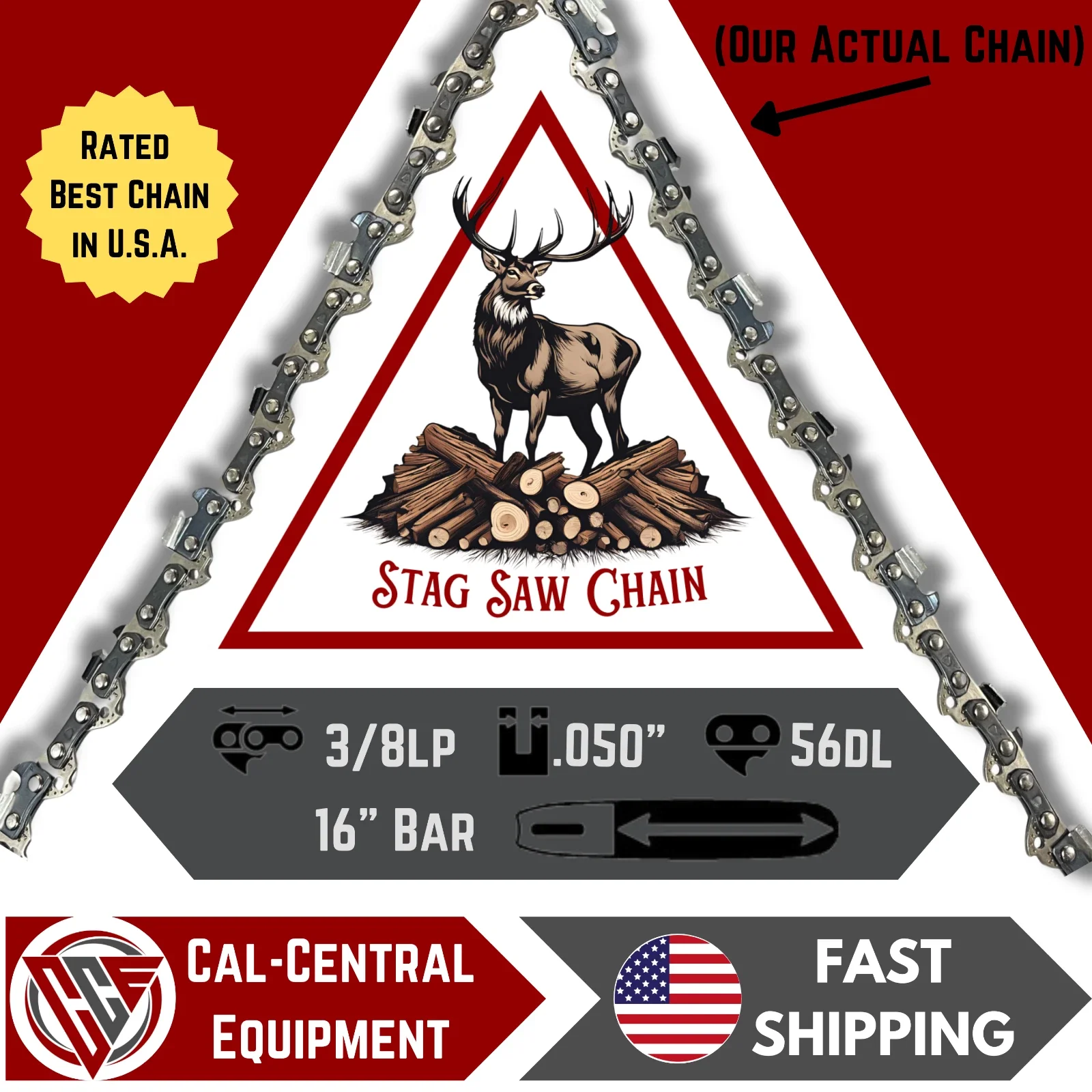 Efficient Replacement Parts Accessory with Chainsaw Chain - 3/8 - Sleek Profile Model 4D28AB