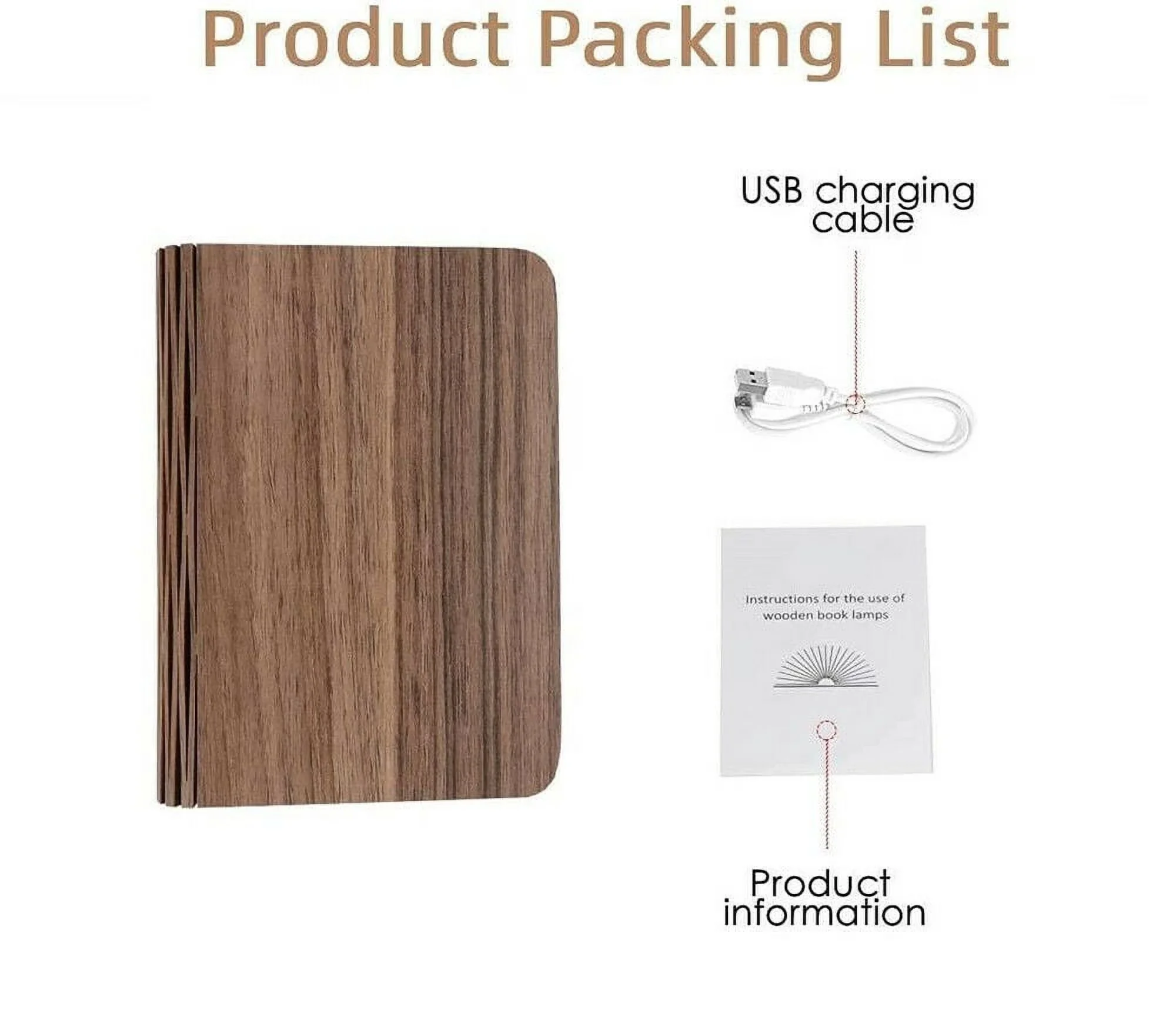 Reliable Desk Lamp with LED, Battery, Wooden Book Folding Portable Light - Brown for Party Model 0FCD56