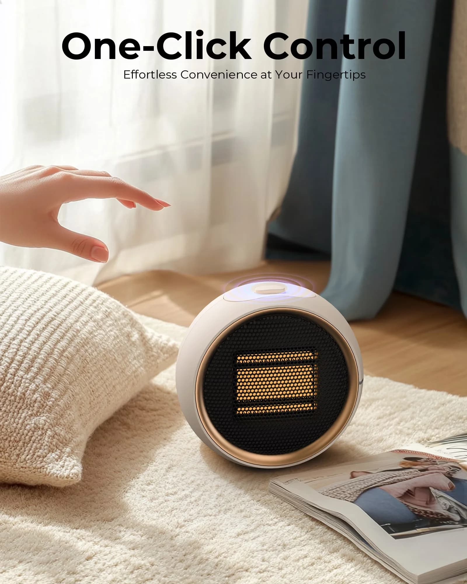 Stylish Portable And Electric Space Heater with Automatic Shutoff, Adjustable, Heaters - White Model 98F96F