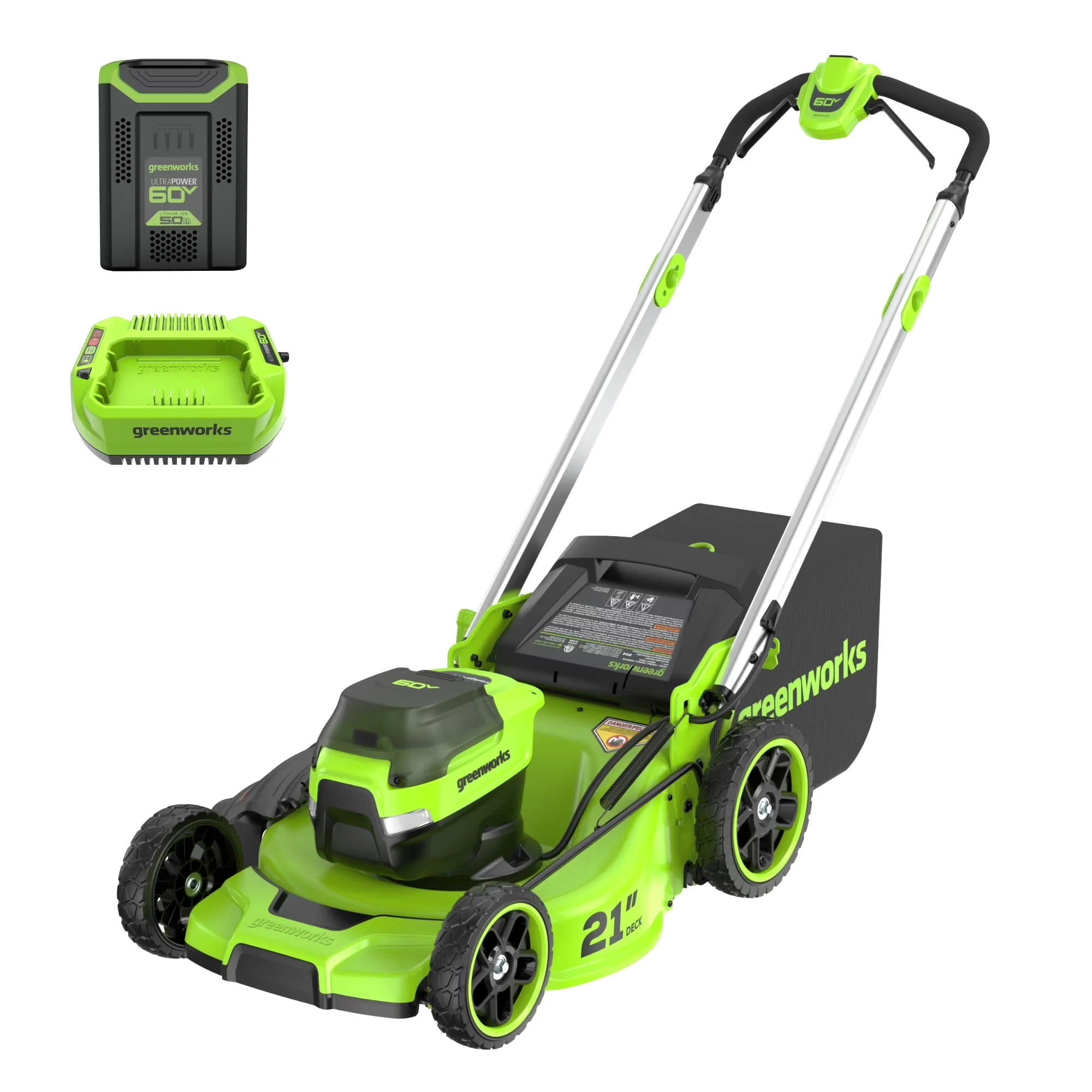 Stylish Push Mower with Battery, 60V, Brushless Motor - Black - Traditional Style Model 597D7C