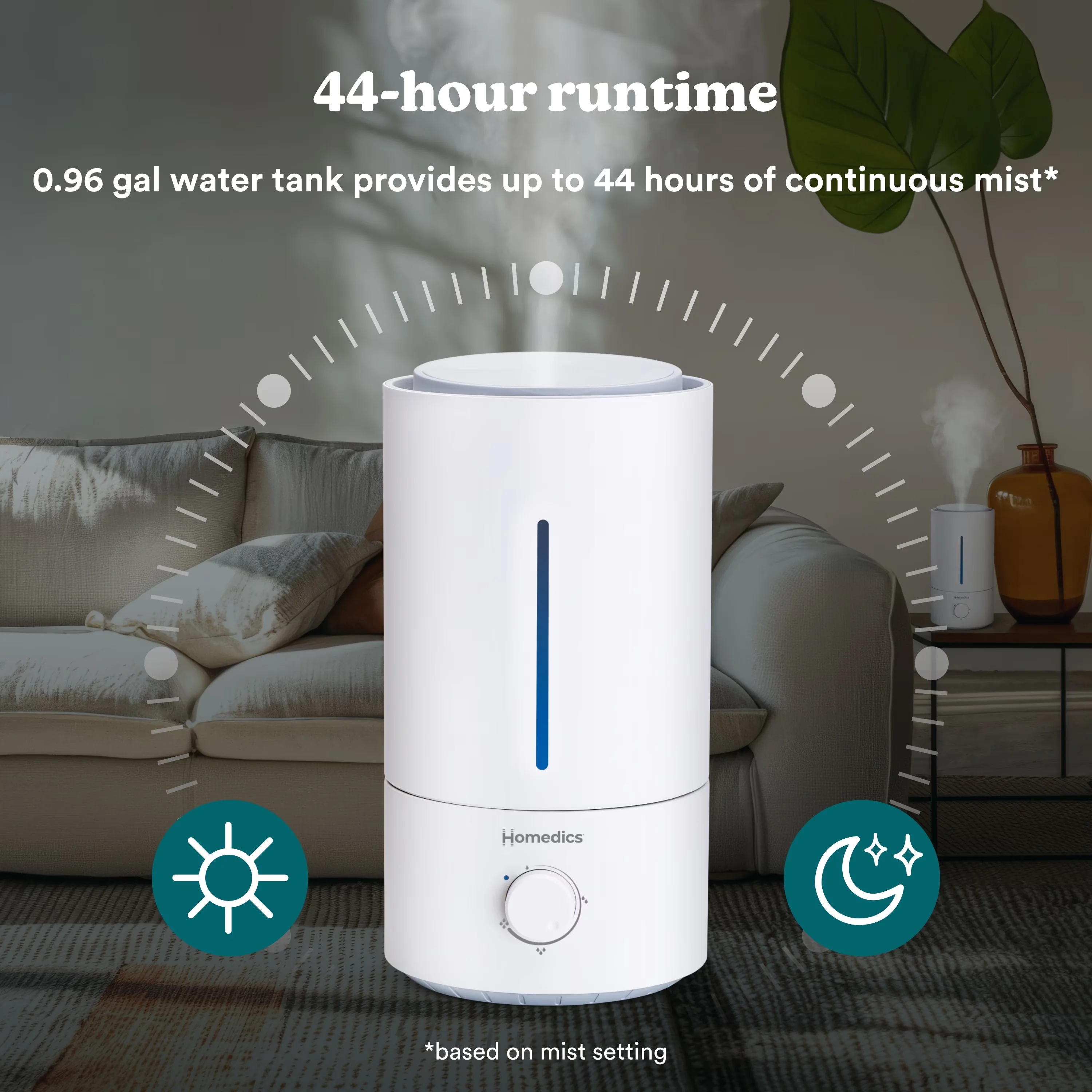 Modern Humidifier with Automatic Shut-Off, Empty Tank Indicator - White Model 9E7351