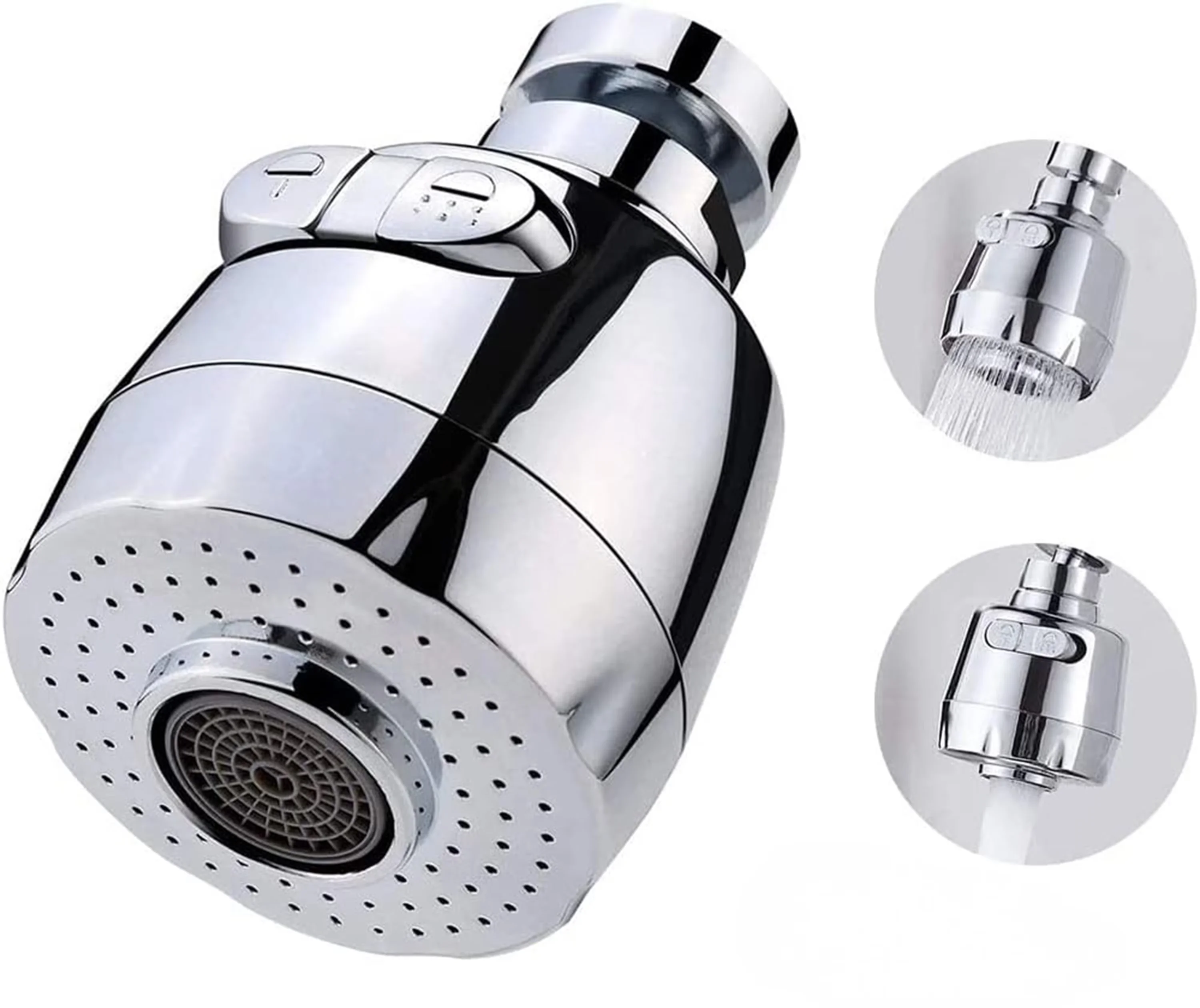 Kitchen Renovation Modern with Easy To Install, Two-Mode Sprayer in Chrome, 360° Rotating Dual Thread Faucet Aerator - Abs 3.15" Model 363430