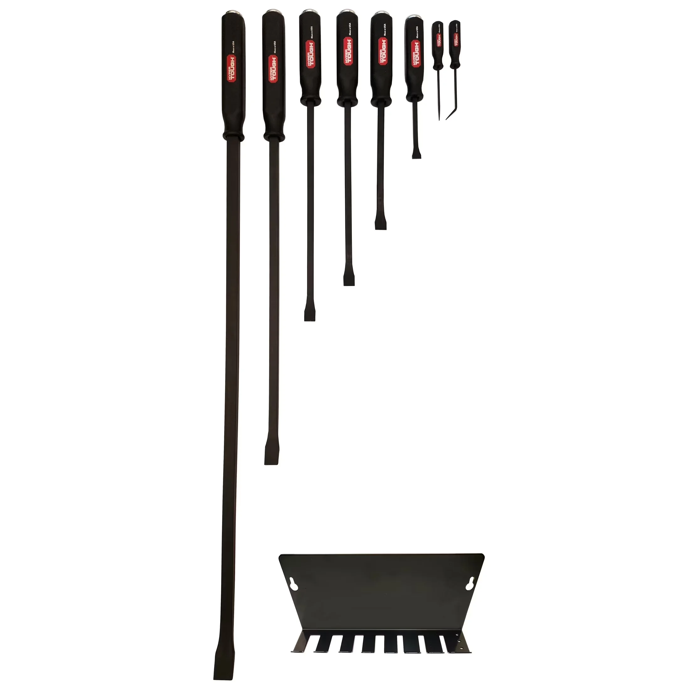 Sleek Hand Tool with Ergonomic Handle, 8-Piece Handle Pry Bar Set - Black Steel Model CC09D4