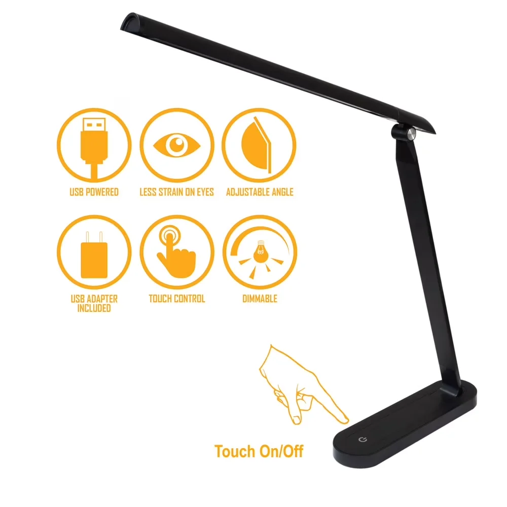 Stylish Desk Lamp with LED, Task Lamps - Plastic Black for Office, Dorm Model 226A78