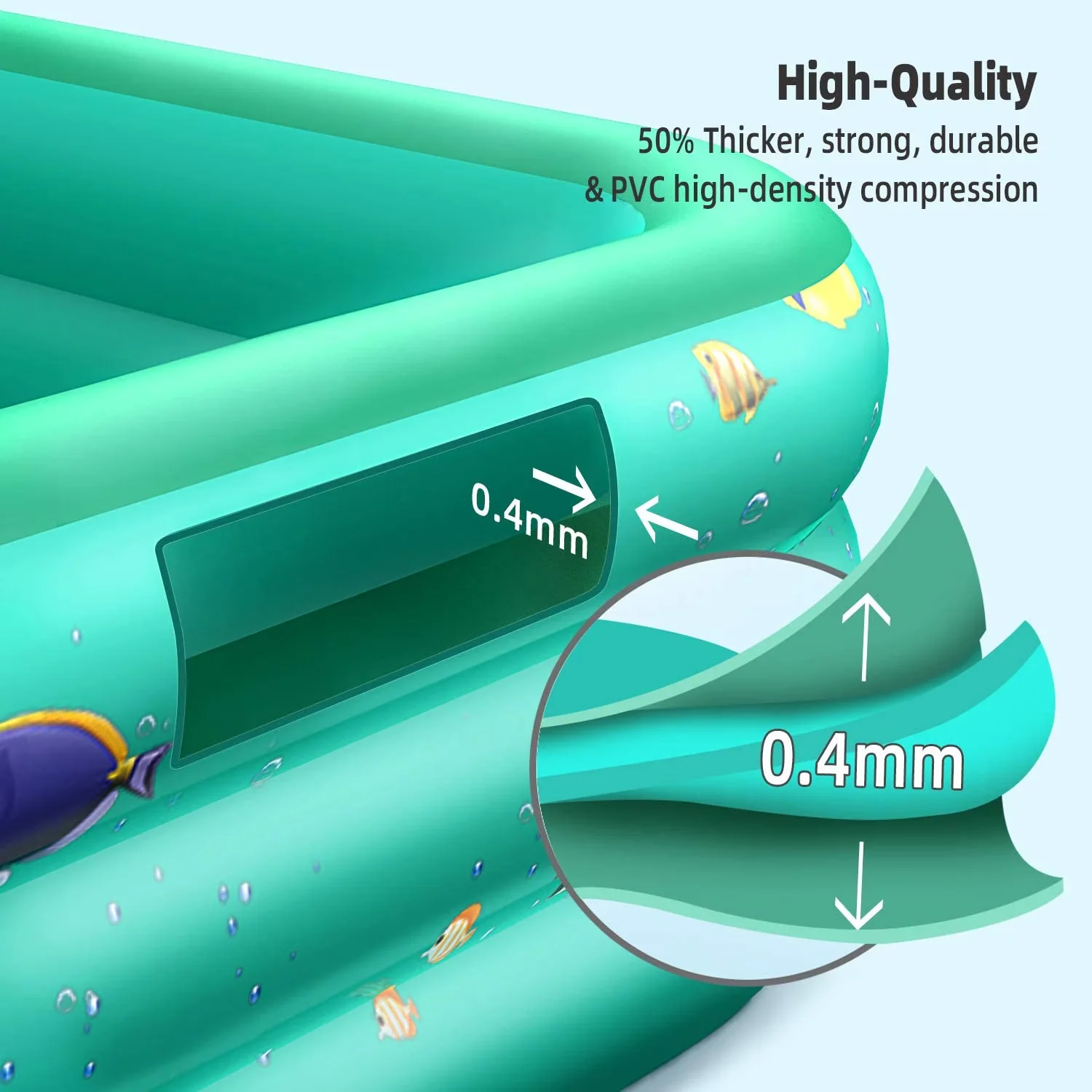 Essential Inflatable Pool with Uv Resistant, Maximum water capacity: 312-gallon, 9.83 x 6 x 1.83 ft Family Swimming Pools - Green Model 41C5DA