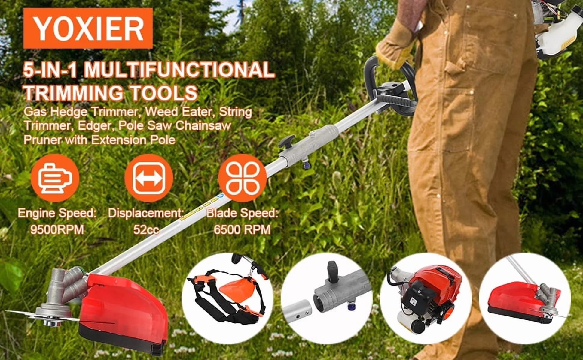 Efficient String Trimmer with Edger Conversion Capable, Weed Eater Gas - Red Model 26CB12