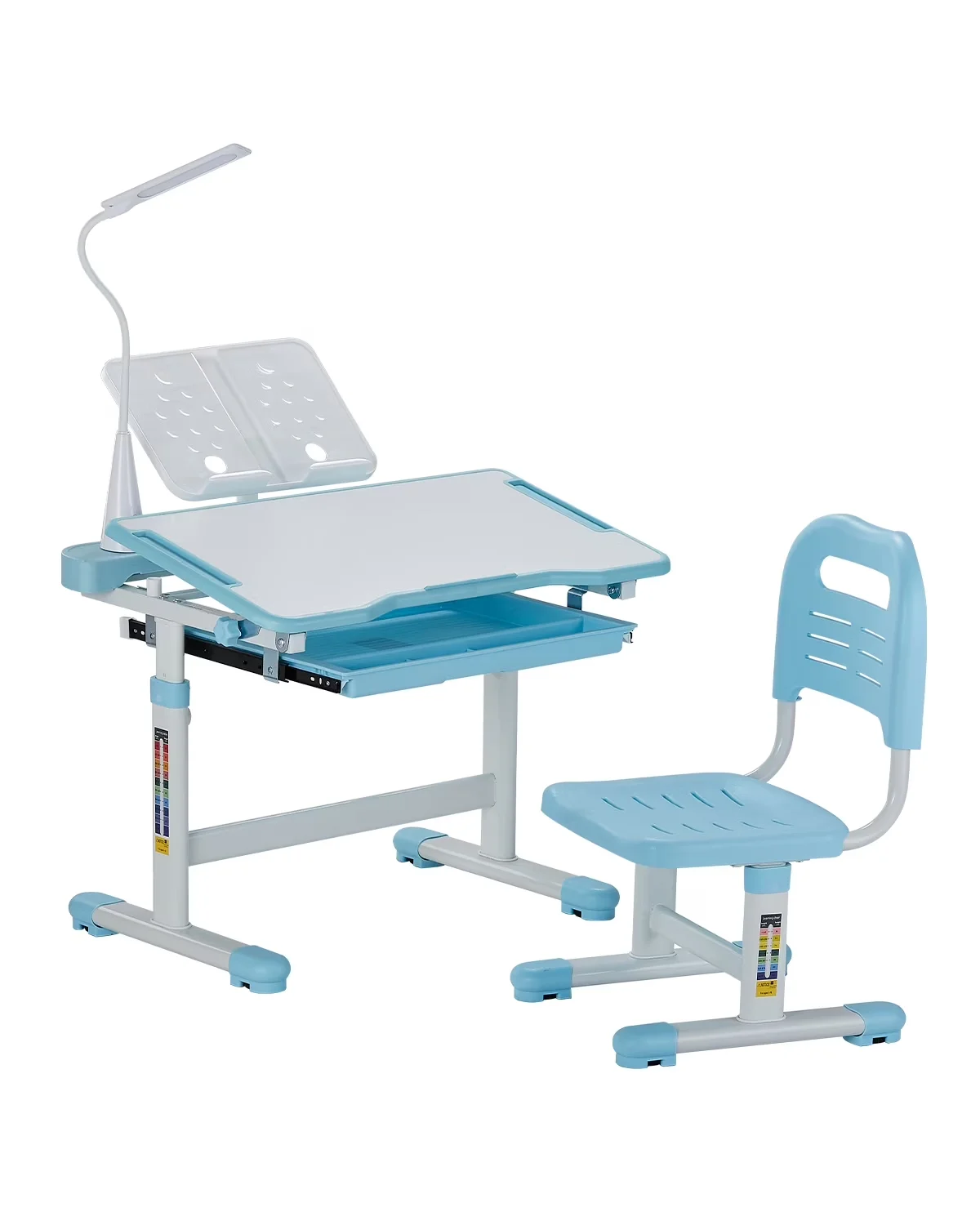 Lamp Set Durable with Adjustable Height, Kids Study Chair and Desk - Mdf Blue Model E8AB43