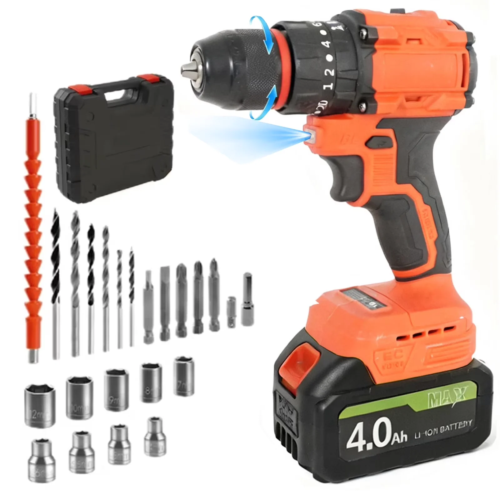 Essential Drills Driver with Battery, LED, 48V Cordless Drill Set - Industrial Grade Model 5CB2A1
