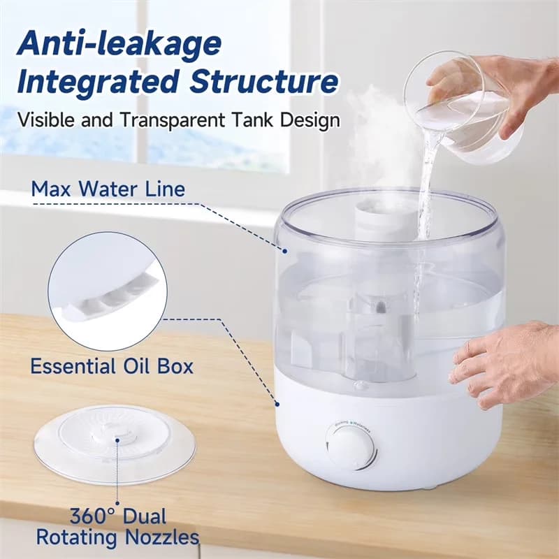 Humidifier Versatile with Cool Mist - White for Bedroom, Home - Universal Fit Model 9F32BF