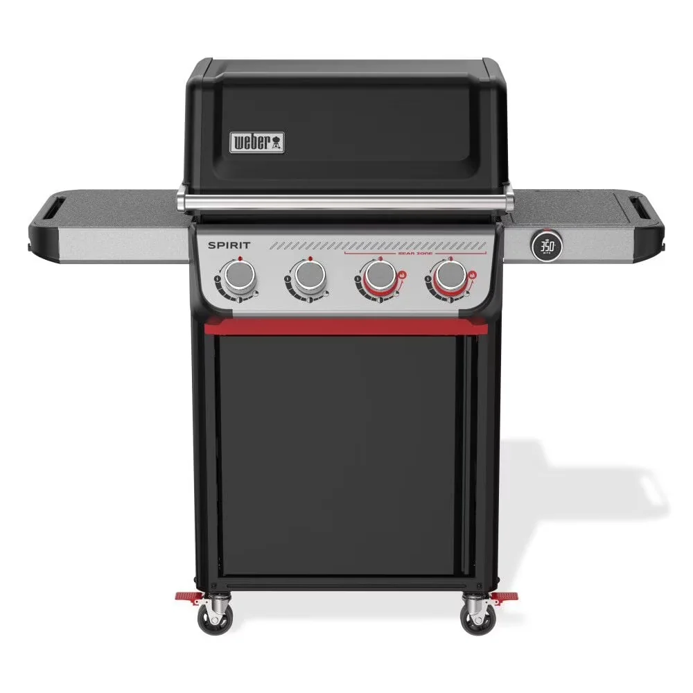 Versatile Gas Grill with 35000 BTU, Heat Thermometer - Cast Iron Black Model 208591
