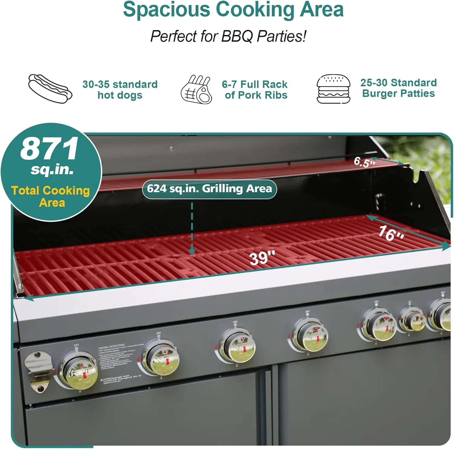 Gas Grill Compact with Enclosed Cabinet, Warming Rack, Rust Resistant - Brown Steel Model BB54C1