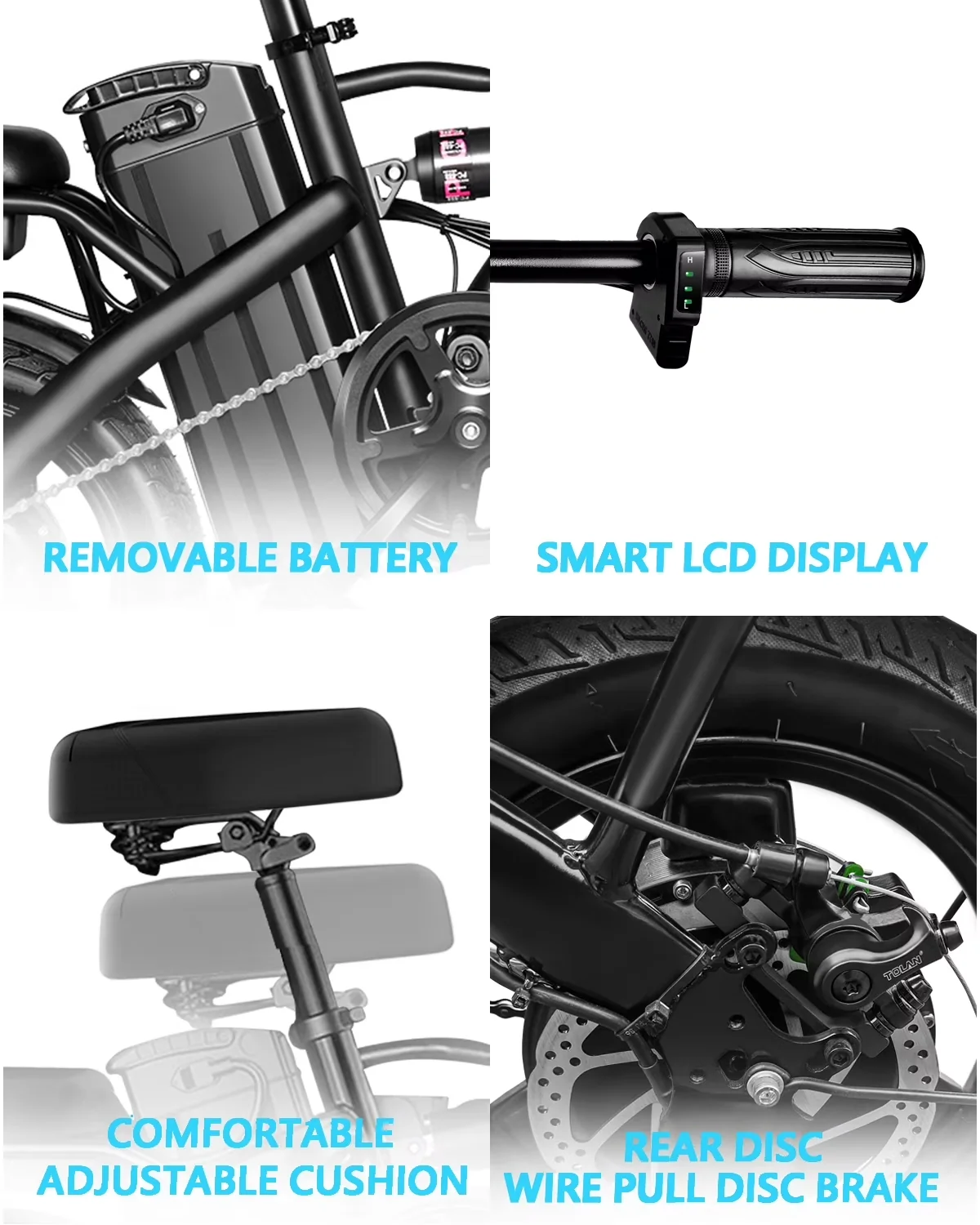 Modern Electric Bike with Battery, 350W, 18 Mph Bicycles - Black - Universal Fit Model 4E235C