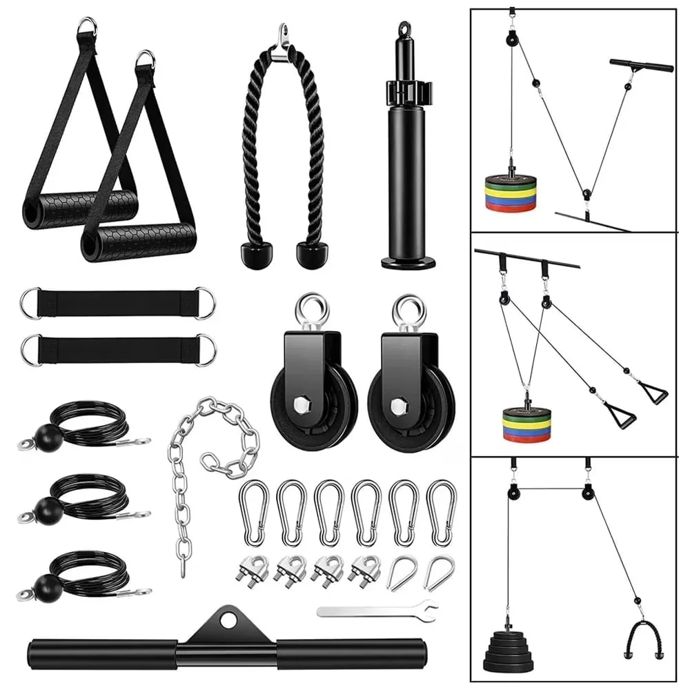 Essential Home Gym Accessory with Heavy Duty, Cable Pulley System - Metal Black Model 263A00