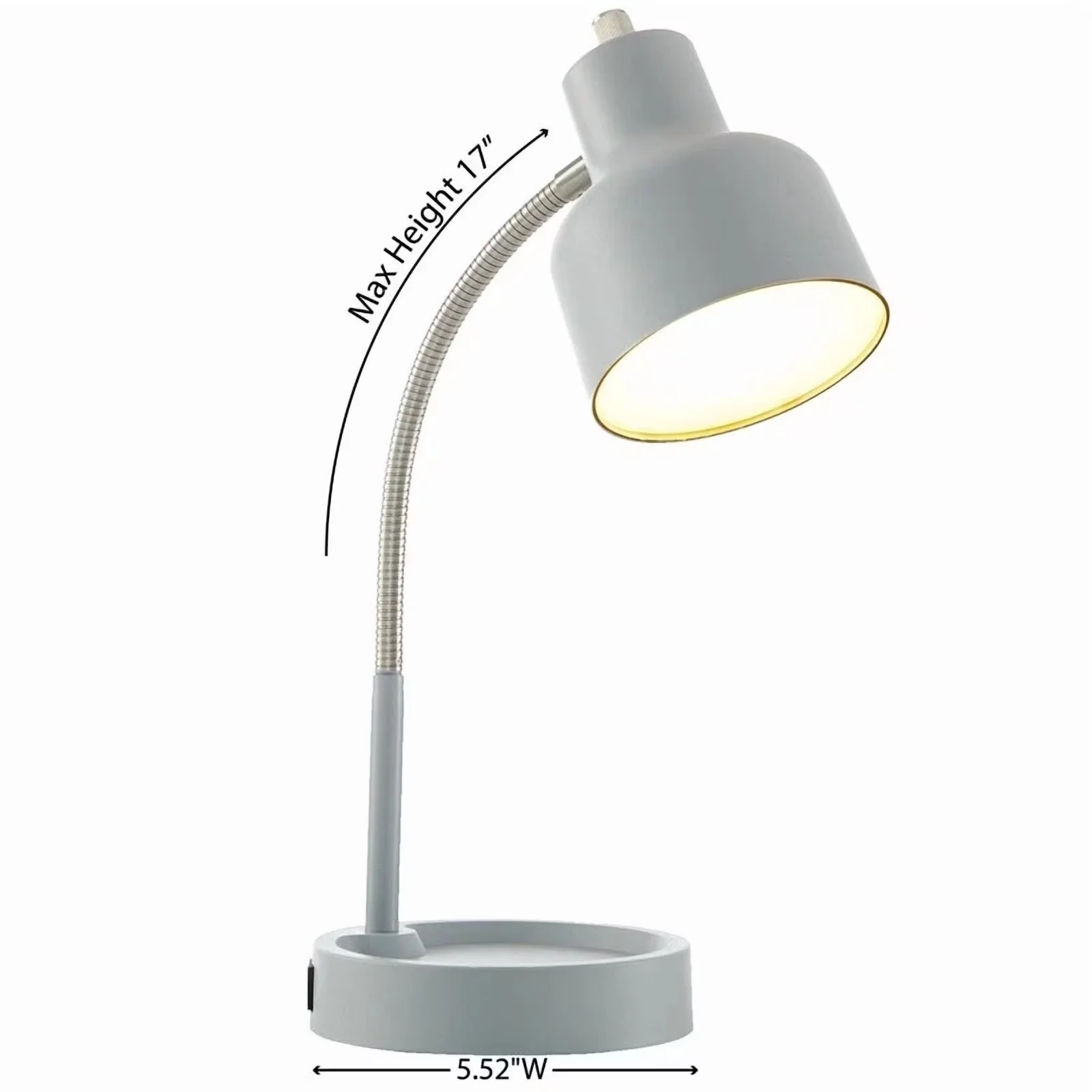 Efficient Desk Lamp with LED, Gooseneck, Energy Efficient - Gray Catch Model D432FC