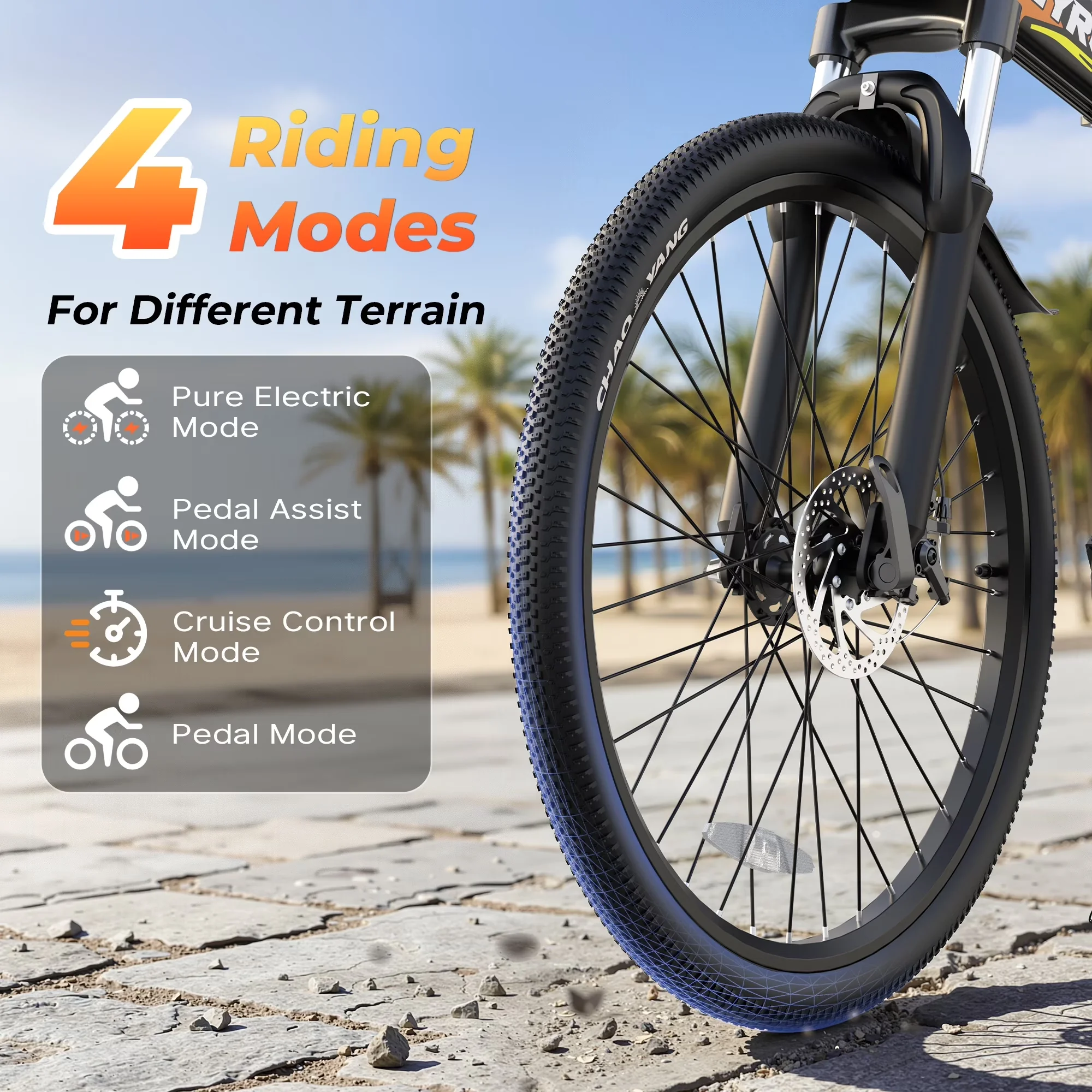 Stylish Electric Bike with Battery, 750W, 48V - Yellow - Industrial Grade Model 05B07E