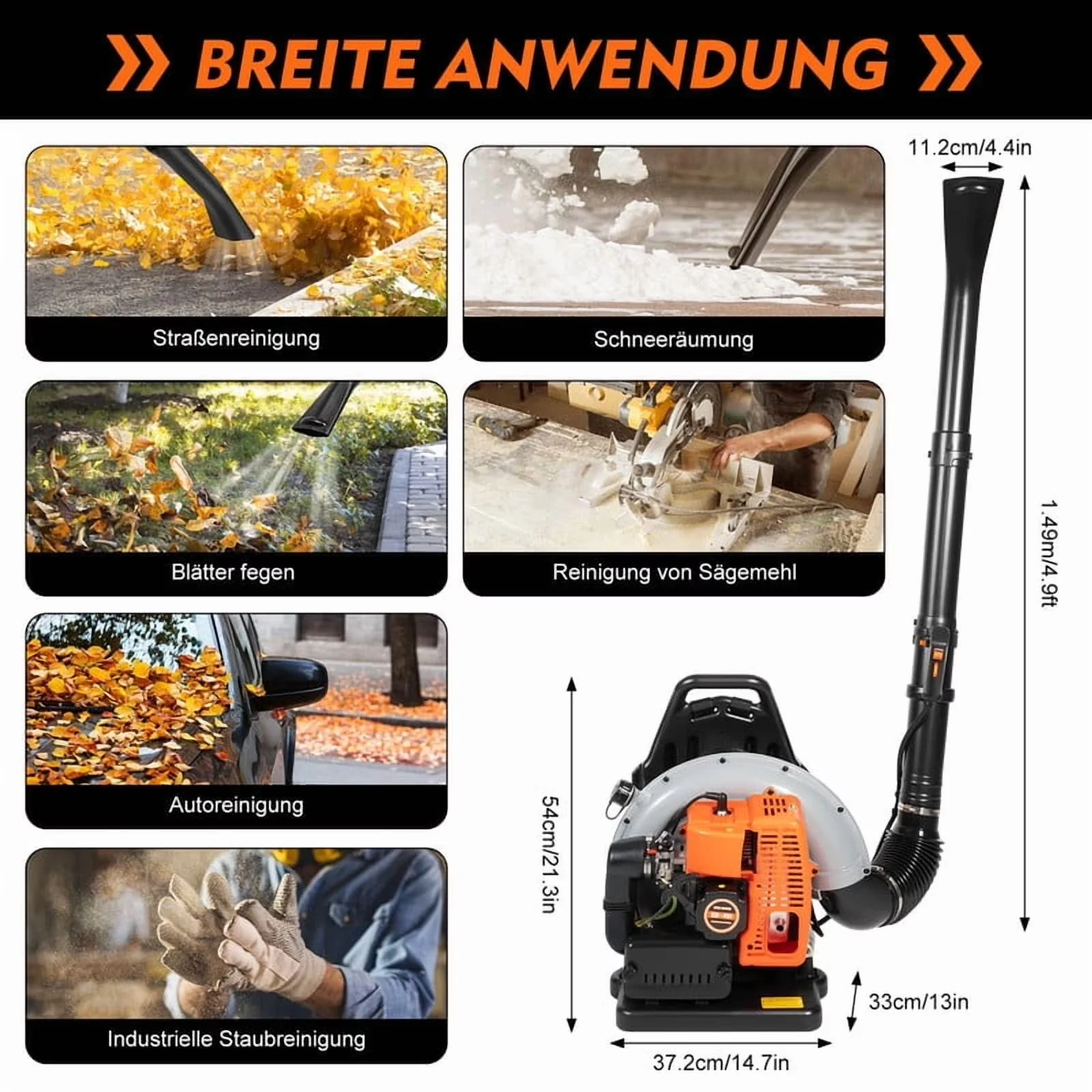 Classic Leaf Blower with 2 Cycle, Variable Speed & Cruise Control, 63CC Gas Backpack - Model 8906FC