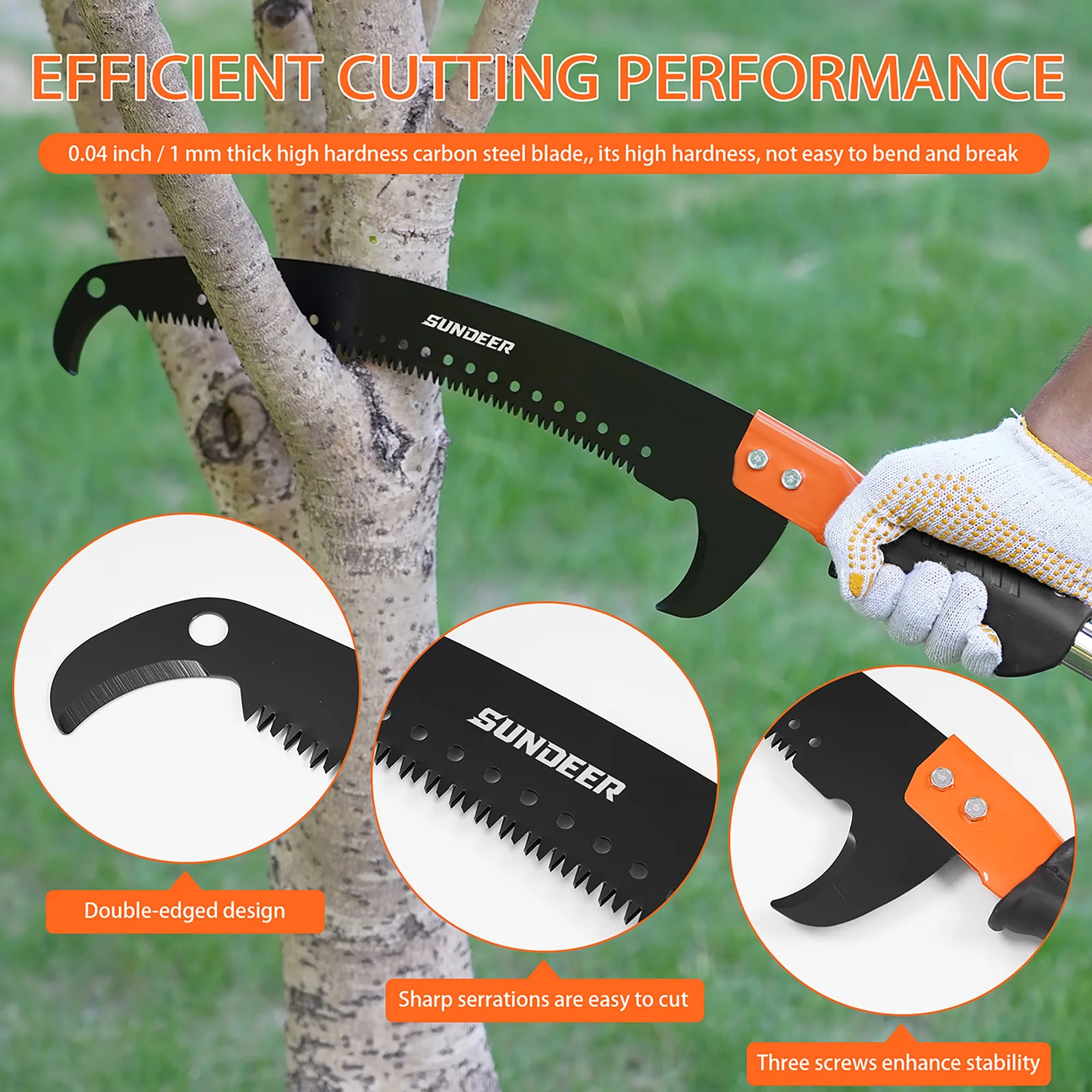 Pole Saw Durable with Replaceable Cutting Blade, Stainless Steel & Sharp Steel Blade - Orange Model 0C7702