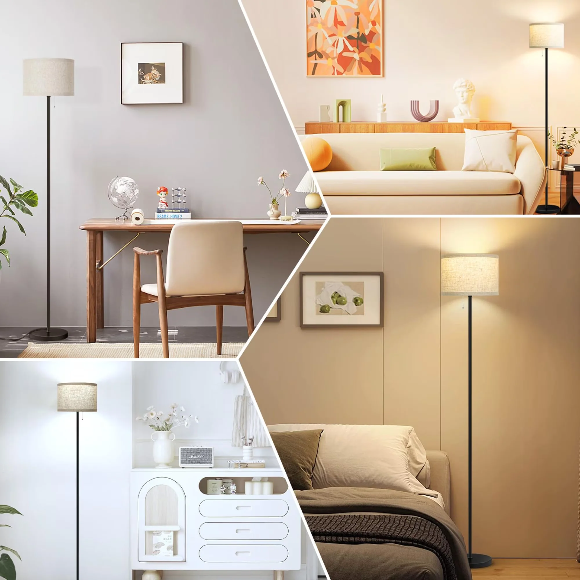 Compact Floor Lamp with LED, Contemporary - Metal Black for Living Room Model FF92A3
