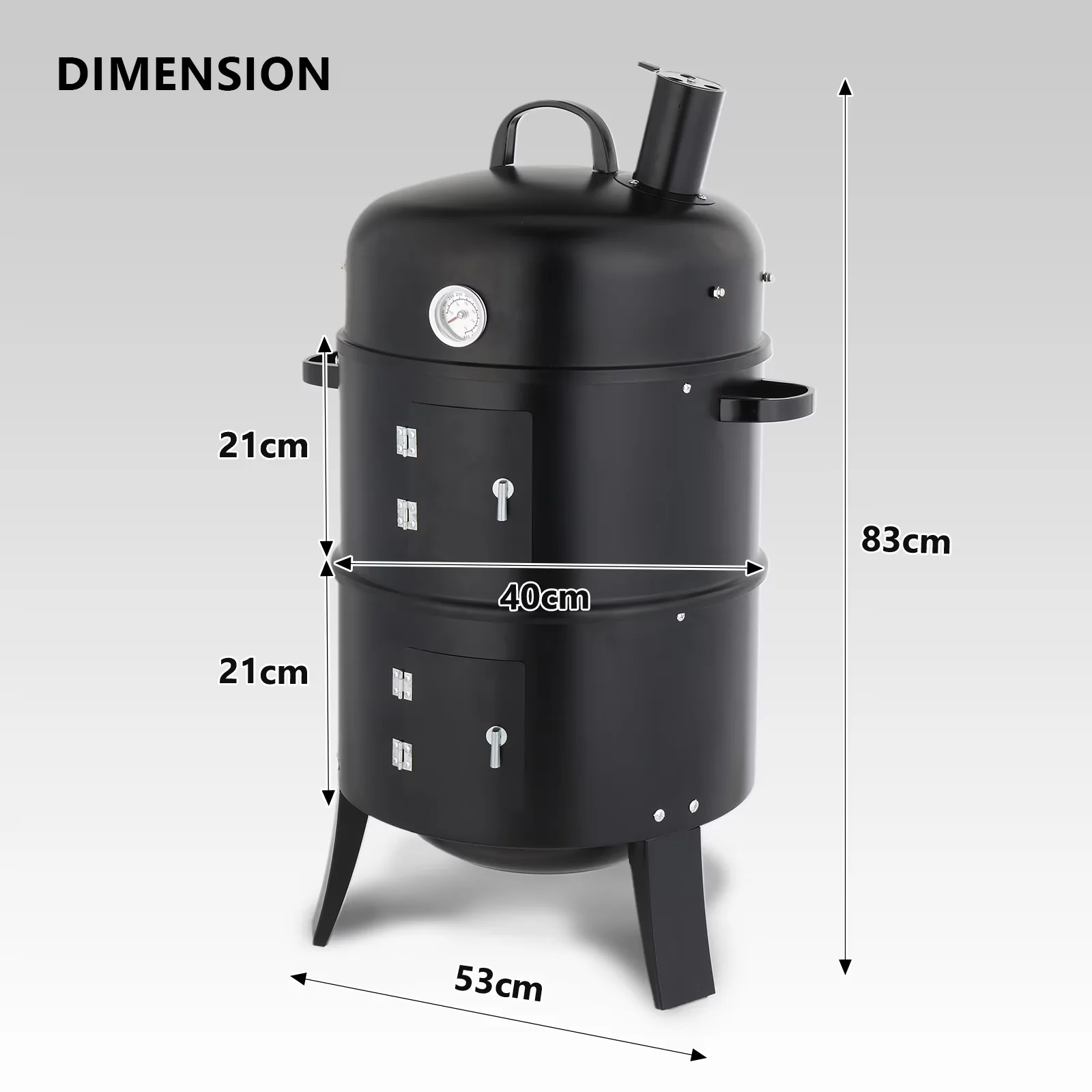 Classic Smoker with Rust Resistant, Black Cylindrical Outdoor - Black Iron Model 79D606