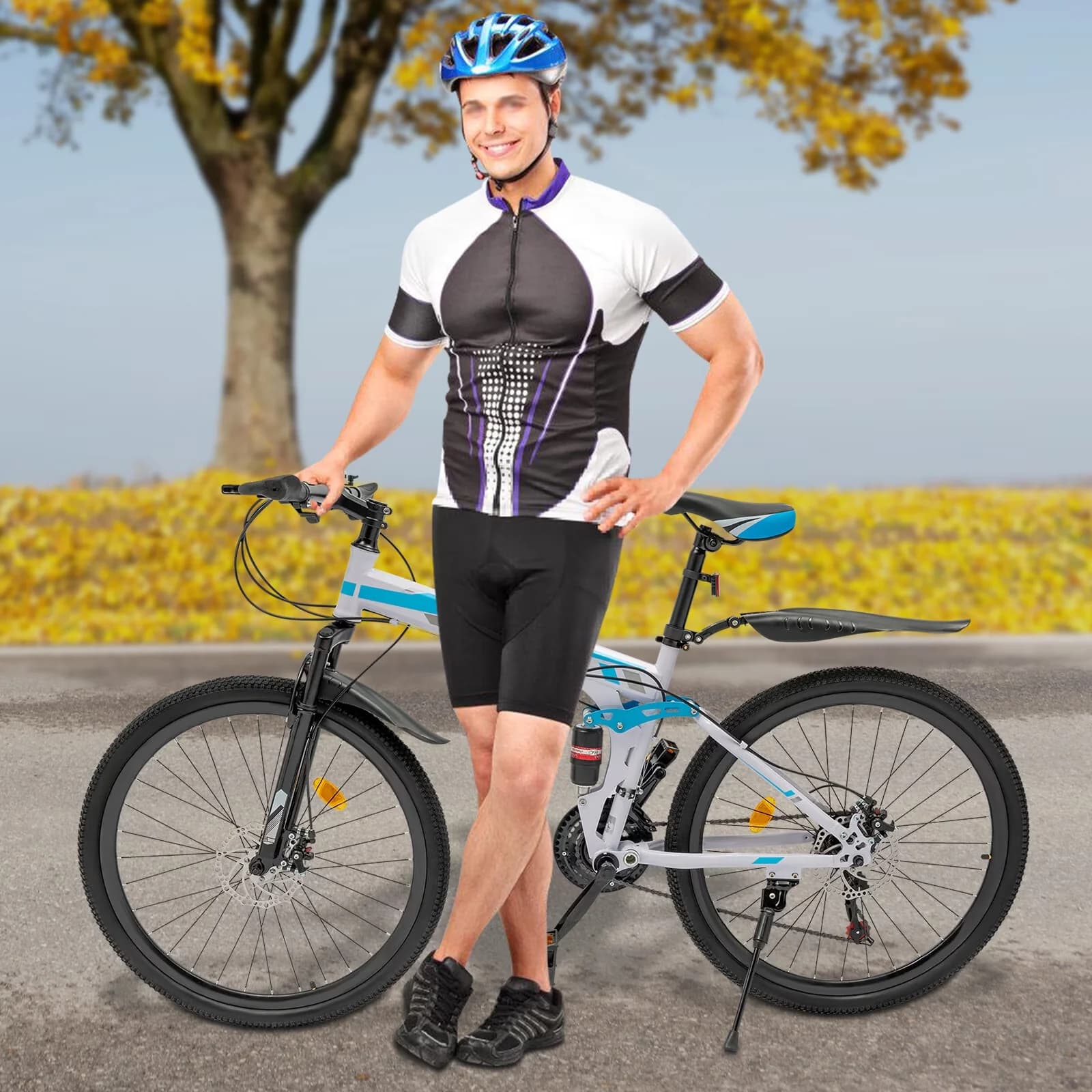 Efficient Mountain Bike with Adjustable Seat, Foldable, Process: Spray Paint - Blue Model 30C886