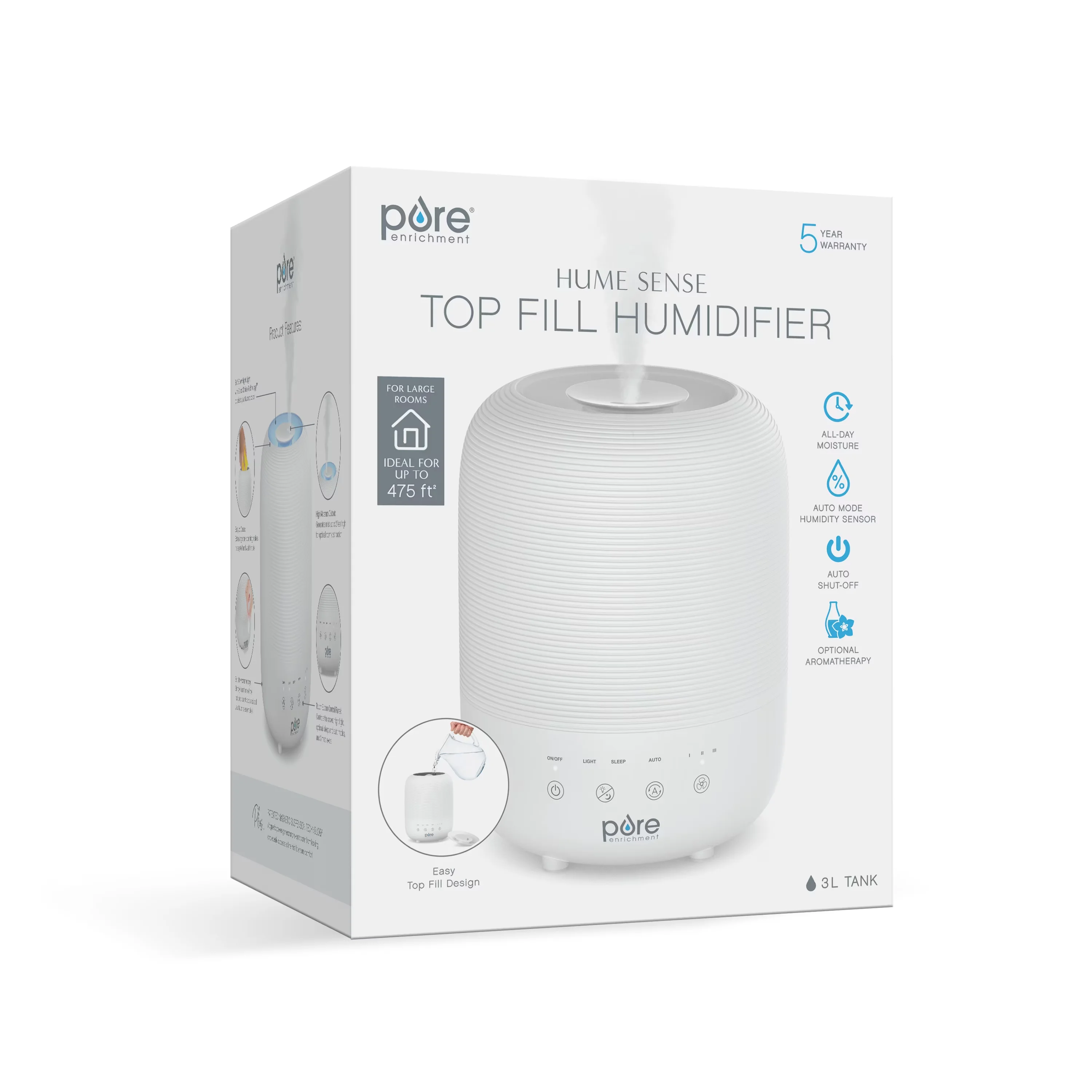 Premium Humidifier with Empty Tank Indicator, Water Level Indicator - White Model D01E31