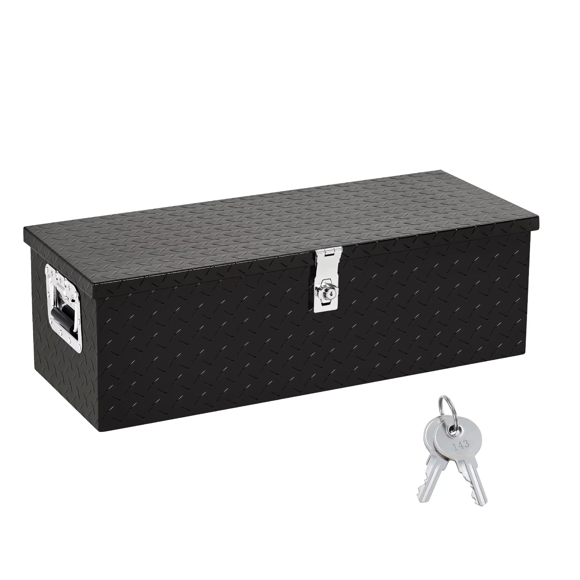 Professional Toolstorage with Lockable, Tool Organizer, Heavy Duty Aluminum Truck Tool Box - Metal Black Model 4C6E58