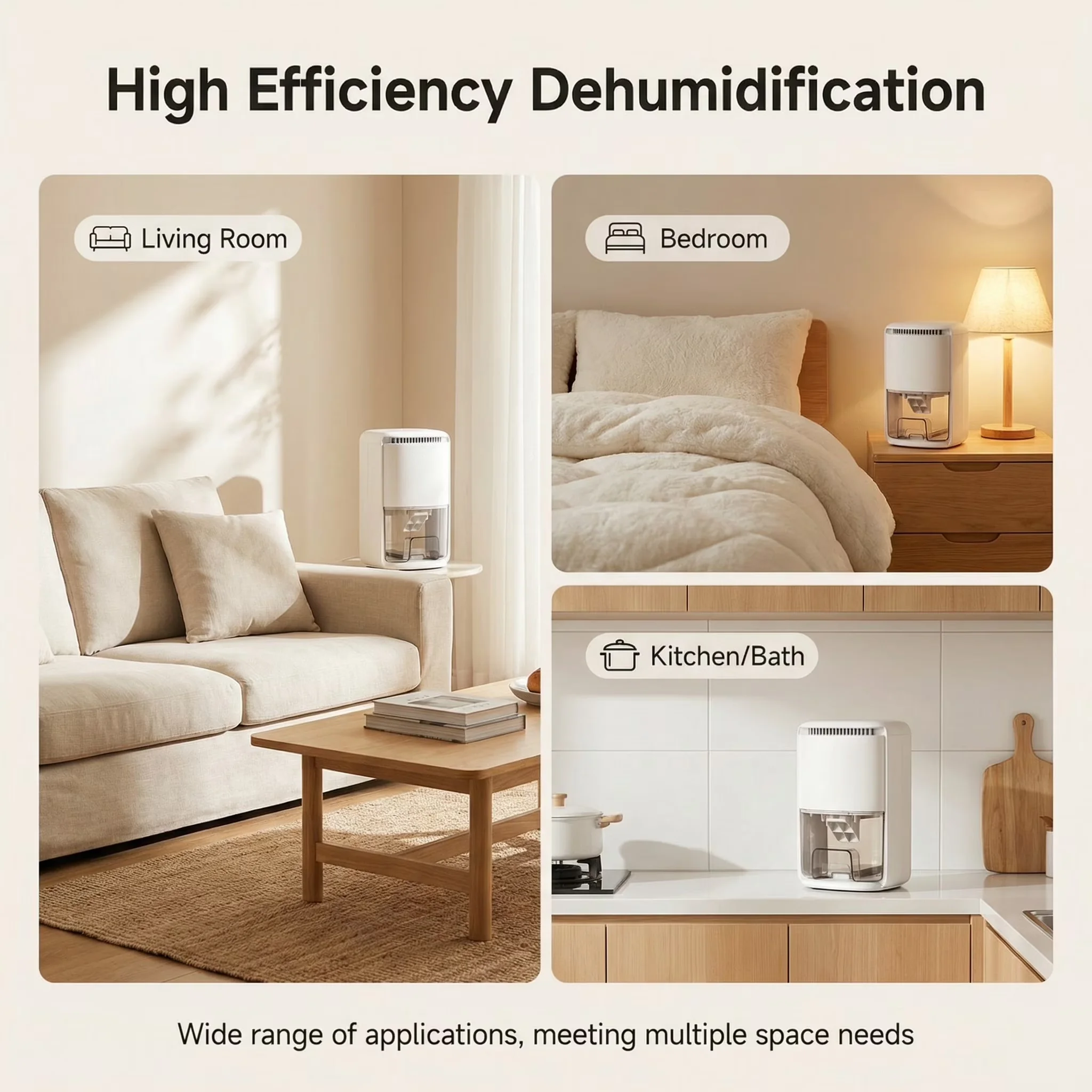 Durable Dehumidifier with Automatic Shut-Off, 40 OZ Small Dehumidifiers - Silver for Bedroom Model 54E22F