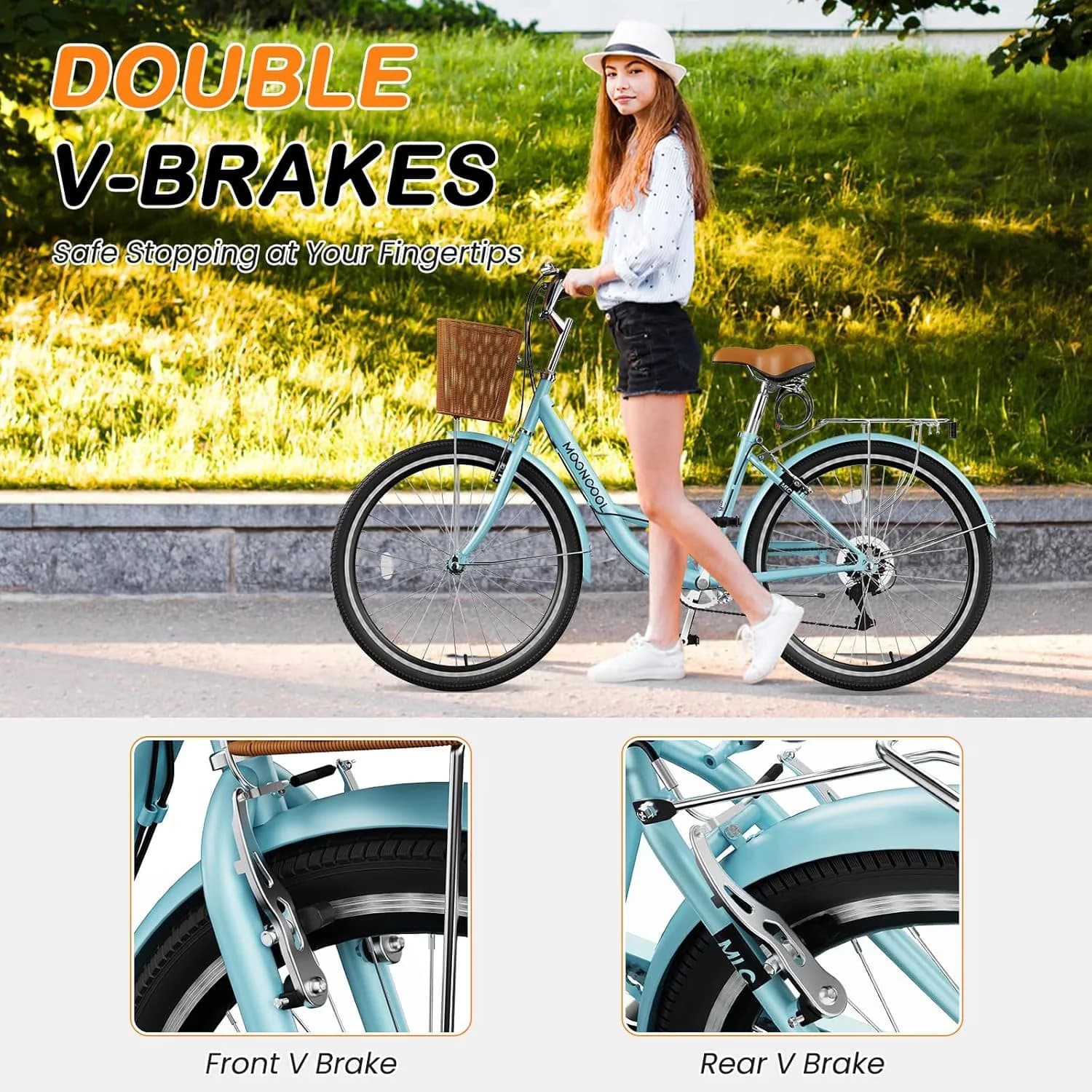 Cruiser Bike Professional with Adjustable Height, 7 Speed Beach - Blue Model 80C441