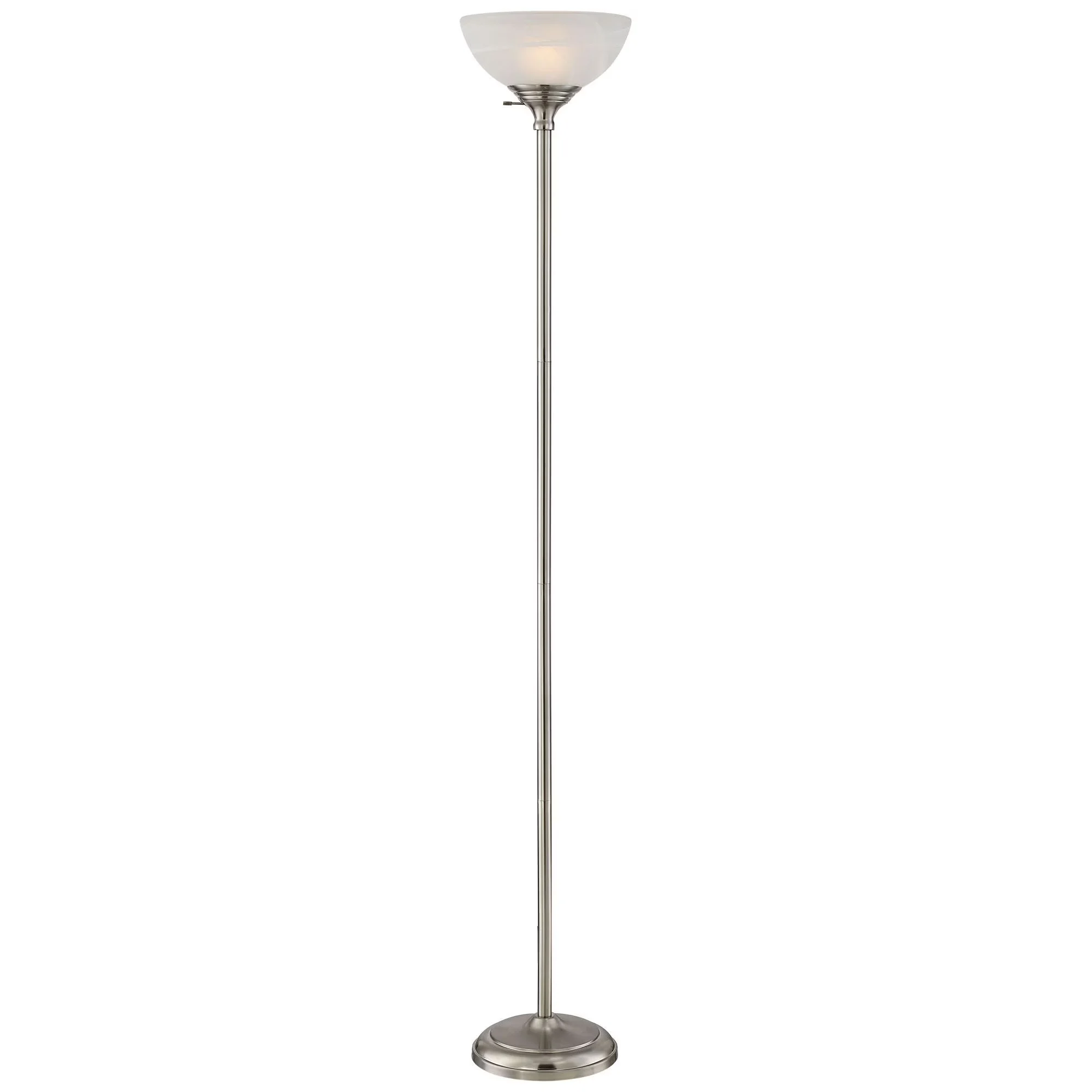 Floor Lamp Compact with LED, Modern, Torchiere Lamps - Silver Metal for Living Room, Bedroom Model 40E973