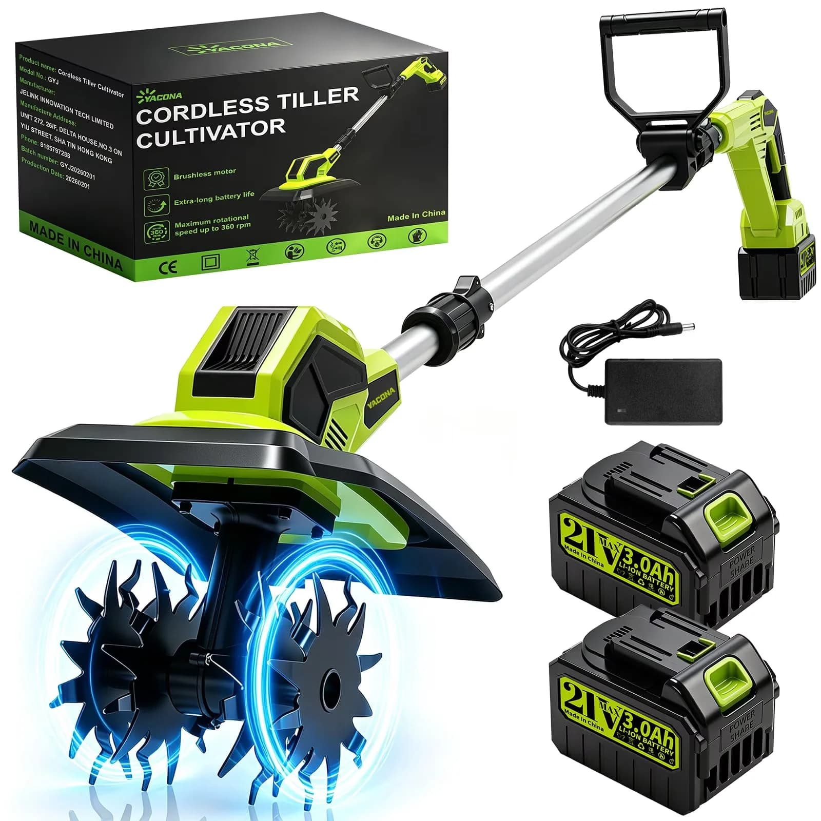 Trillers Cultivator Innovative with Battery, Electric Tiller, Cordless Garden Tiller - Model 587B67