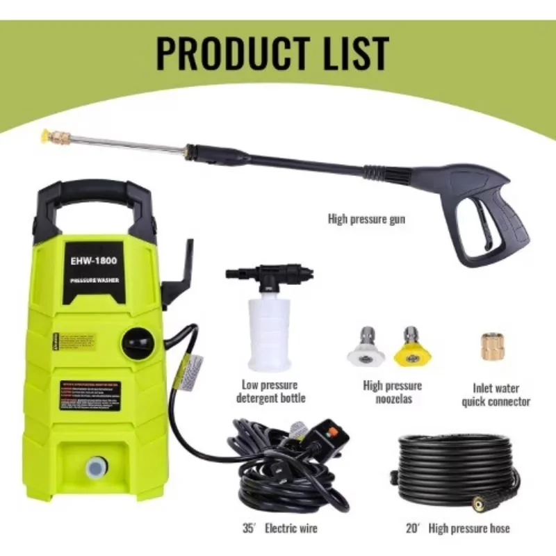 Versatile Pressure Washer with Quick Connect Tips, Foam Cannon & Nozzles - Model 9C896F