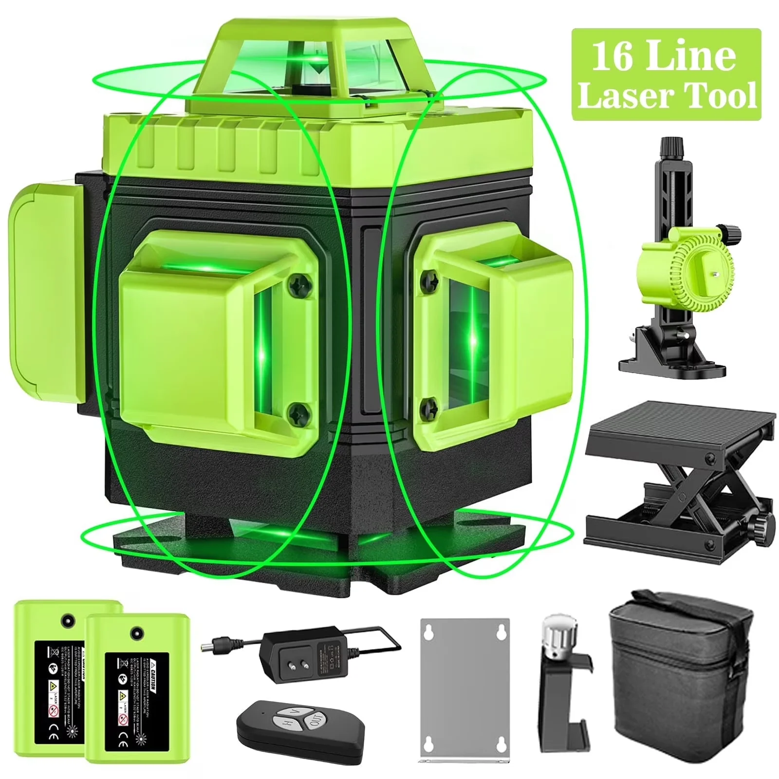 Quality Measuring Layout with Battery, Durable, Laser Level Self Leveling - Plastic, Rubber Green Model DDCB3F