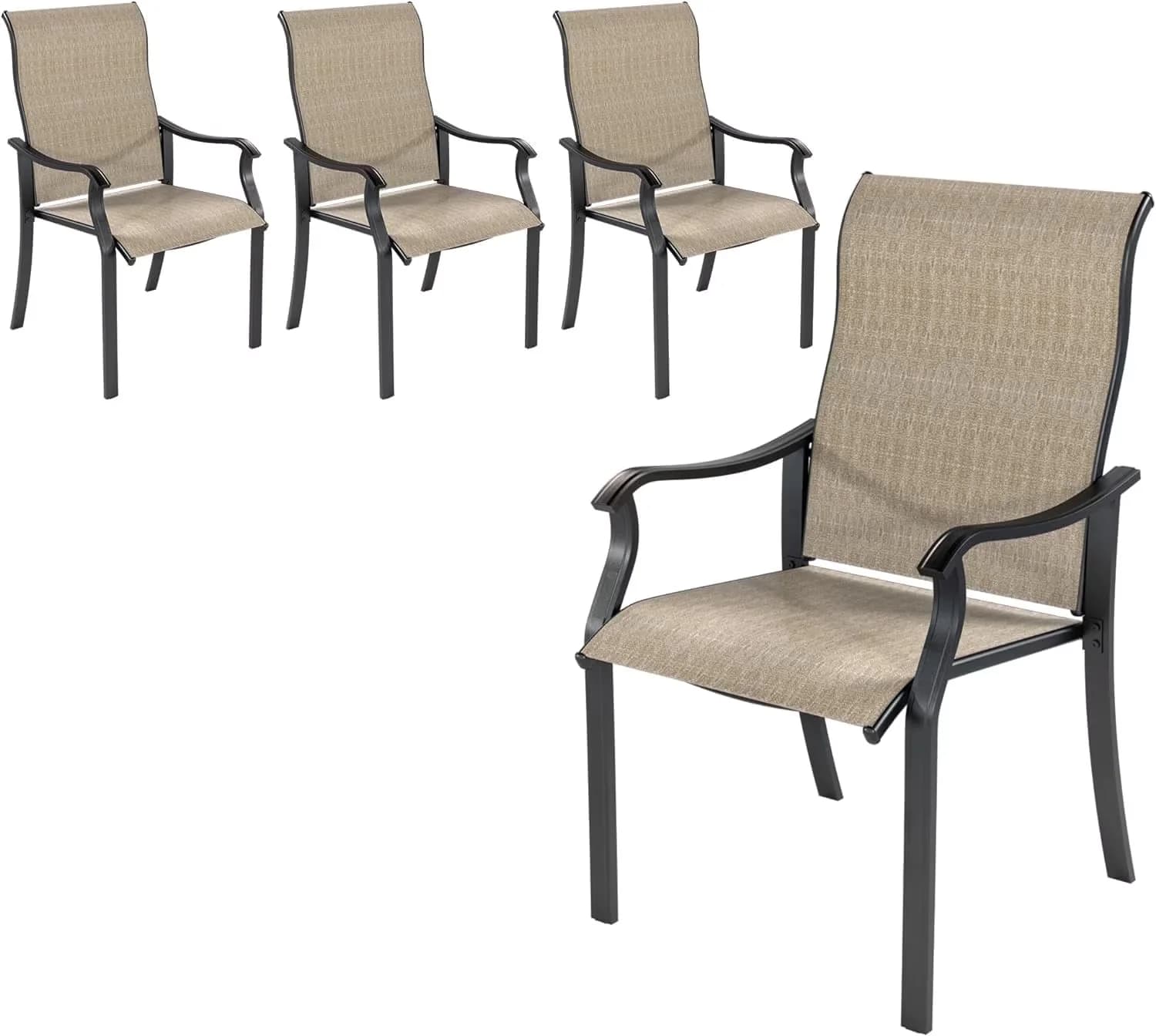 Patio Chair Versatile with Stackable, Weather-Resistant, Chairs Set of 4 - Brown Metal Model BBC20B