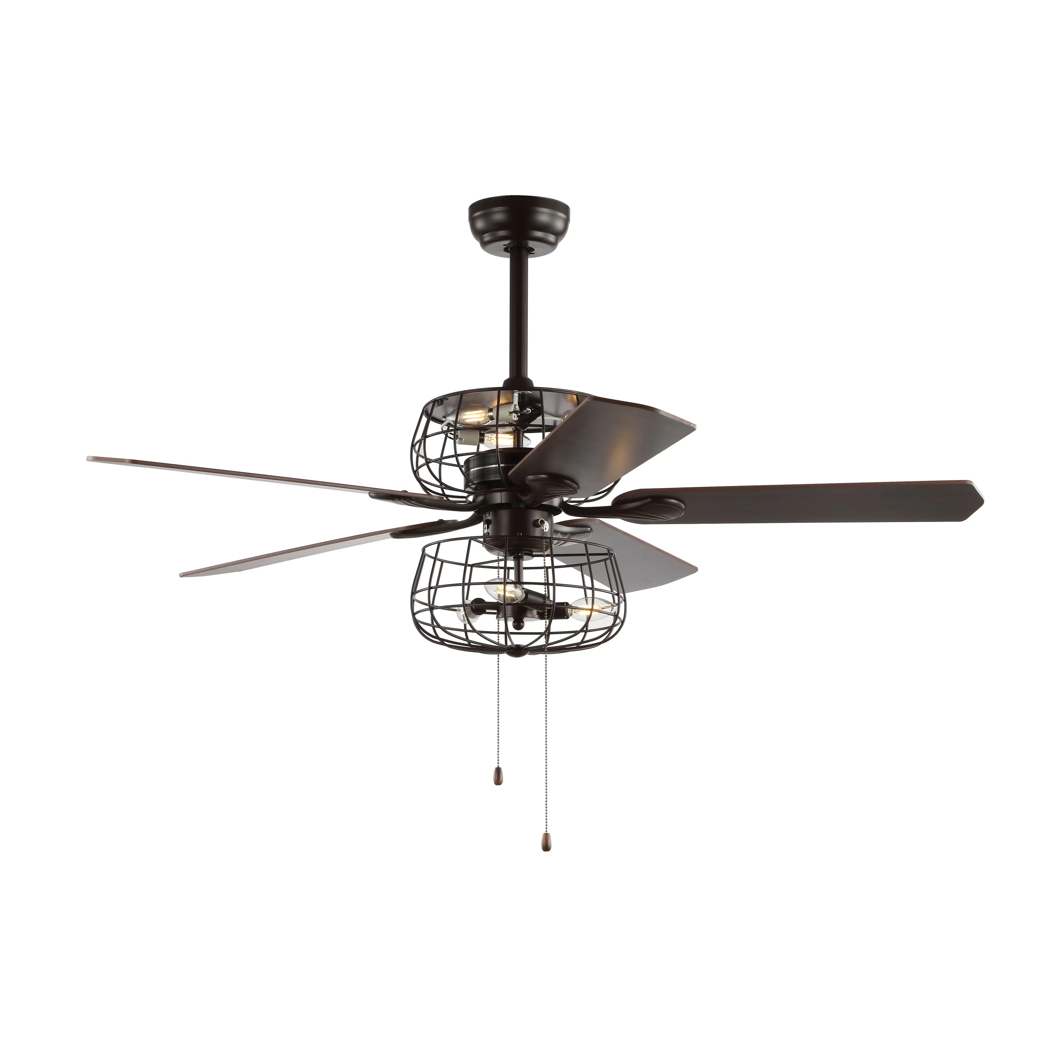 Modern Ceiling Fan with LED, Remote Controlled, Erving 6-Light - Metal, Iron Brown Model C23049