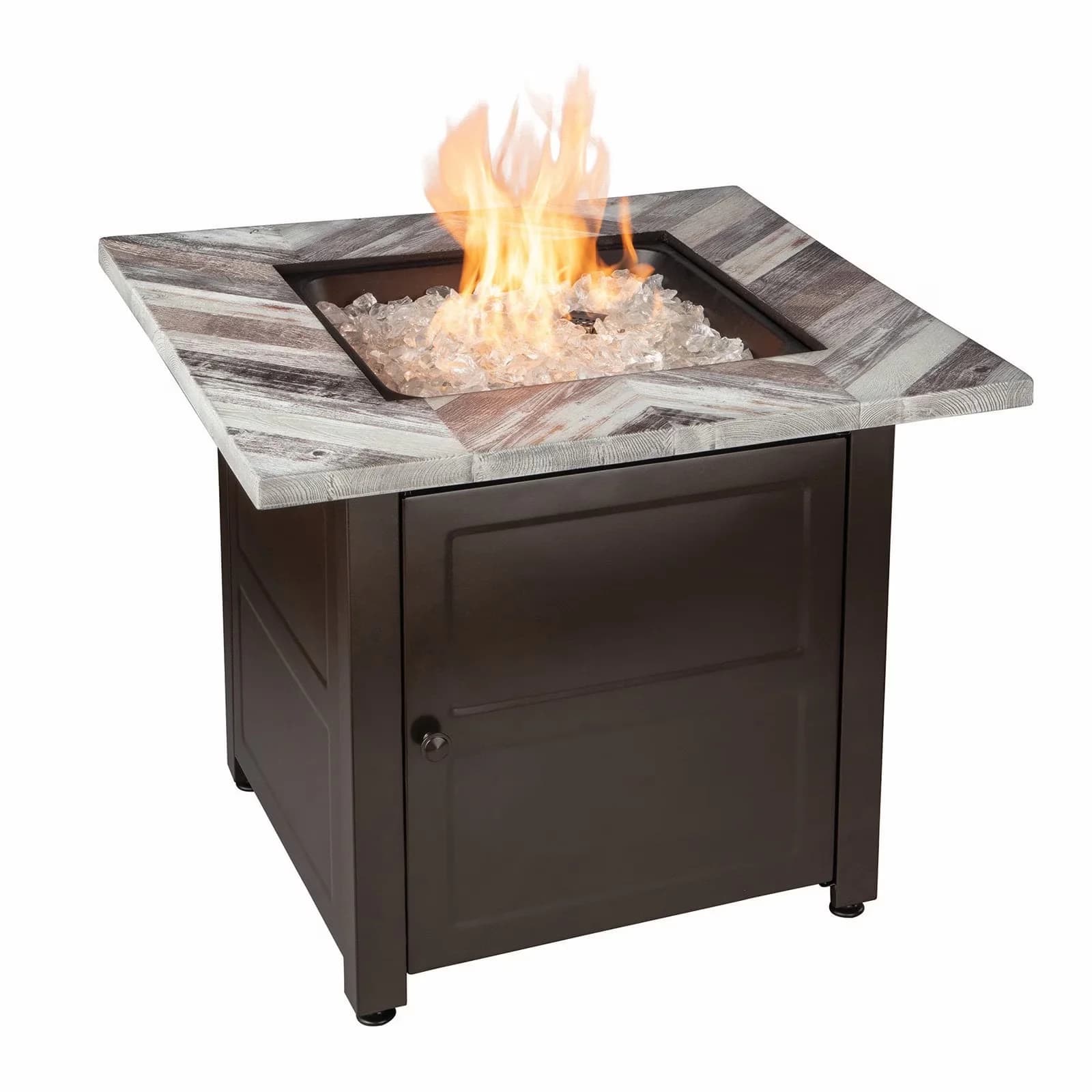 Premium Outdoor Heating with Portable, Integrated Electronic Ignition Type, Finish: Brown - Multicolor Steel With Faux Wood Resin Top Model 4DEF80